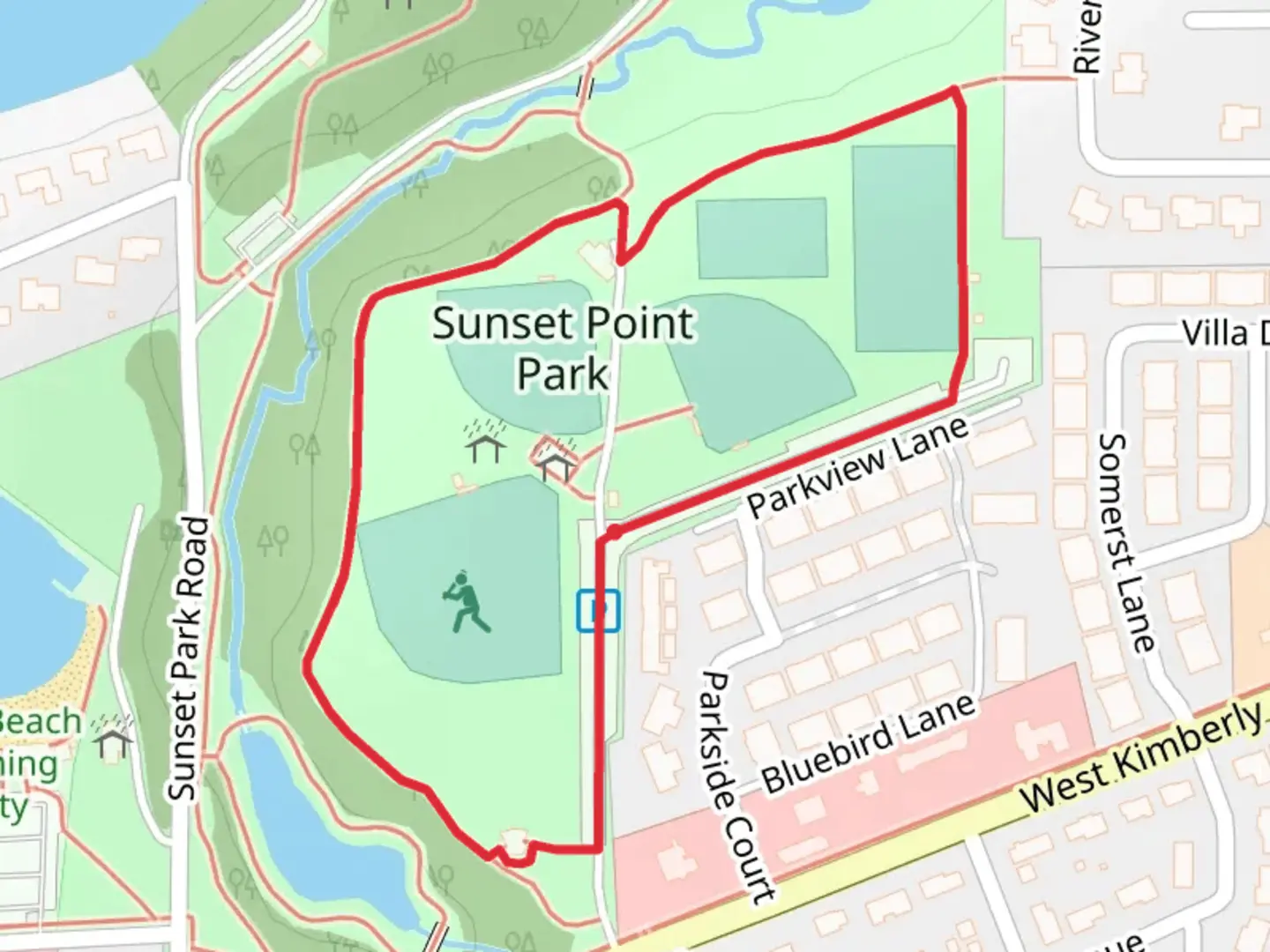 An image depicting the trail Sunset Point Park Loop and its surrounding area.