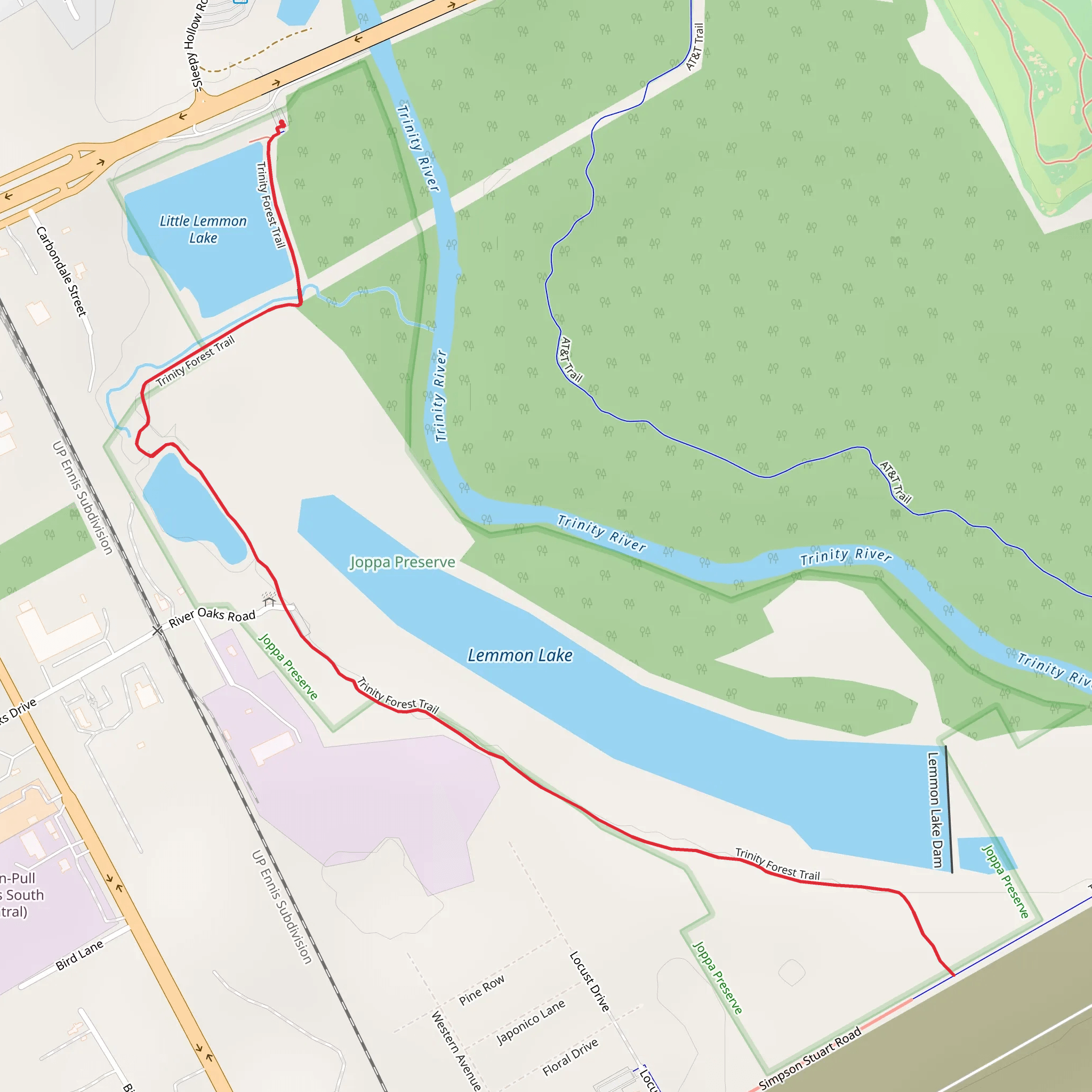 Lemmon Lake and Trinity Forest Trail mobile static map