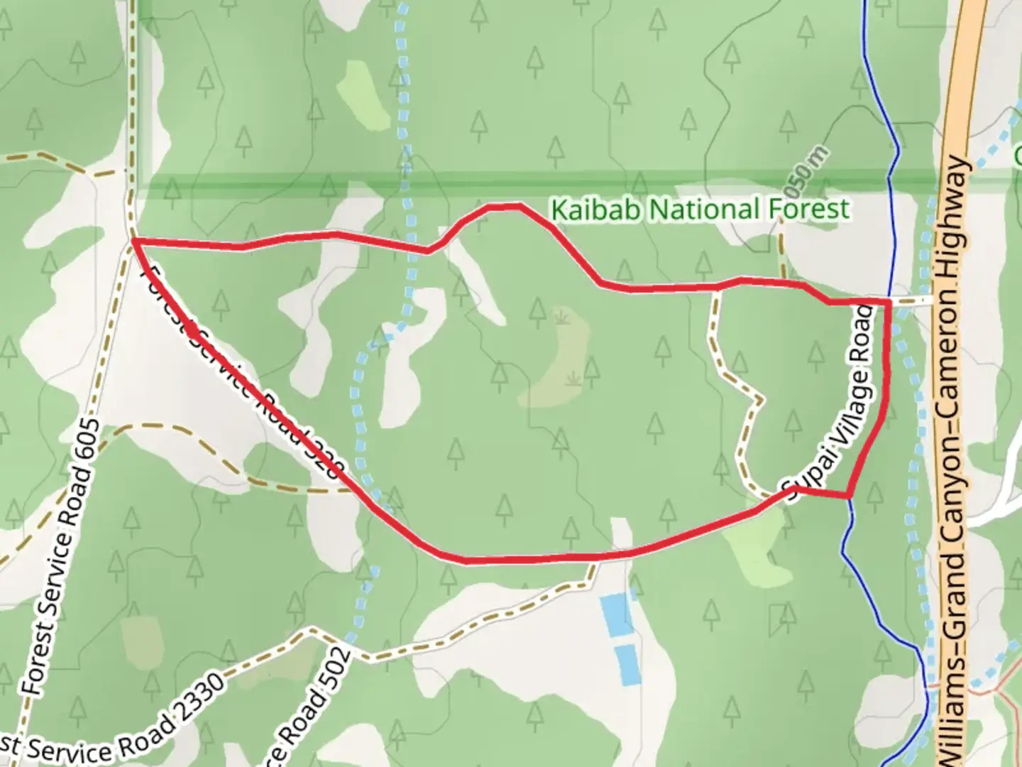 An image depicting the trail Loop around Tusayan Ranger Station and its surrounding area.