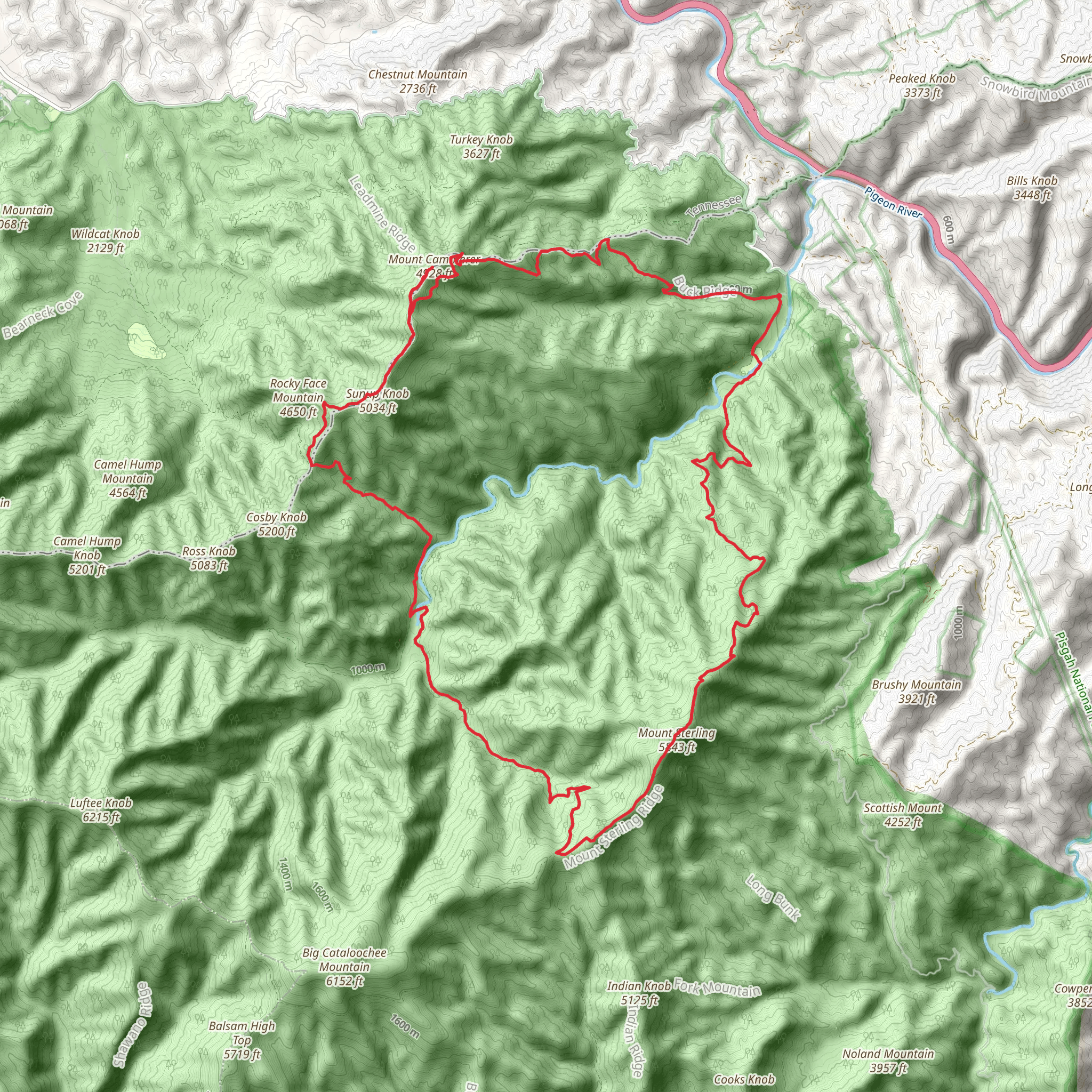 Mount Cammerer, Chestnut Branch Trail Loop mobile static map