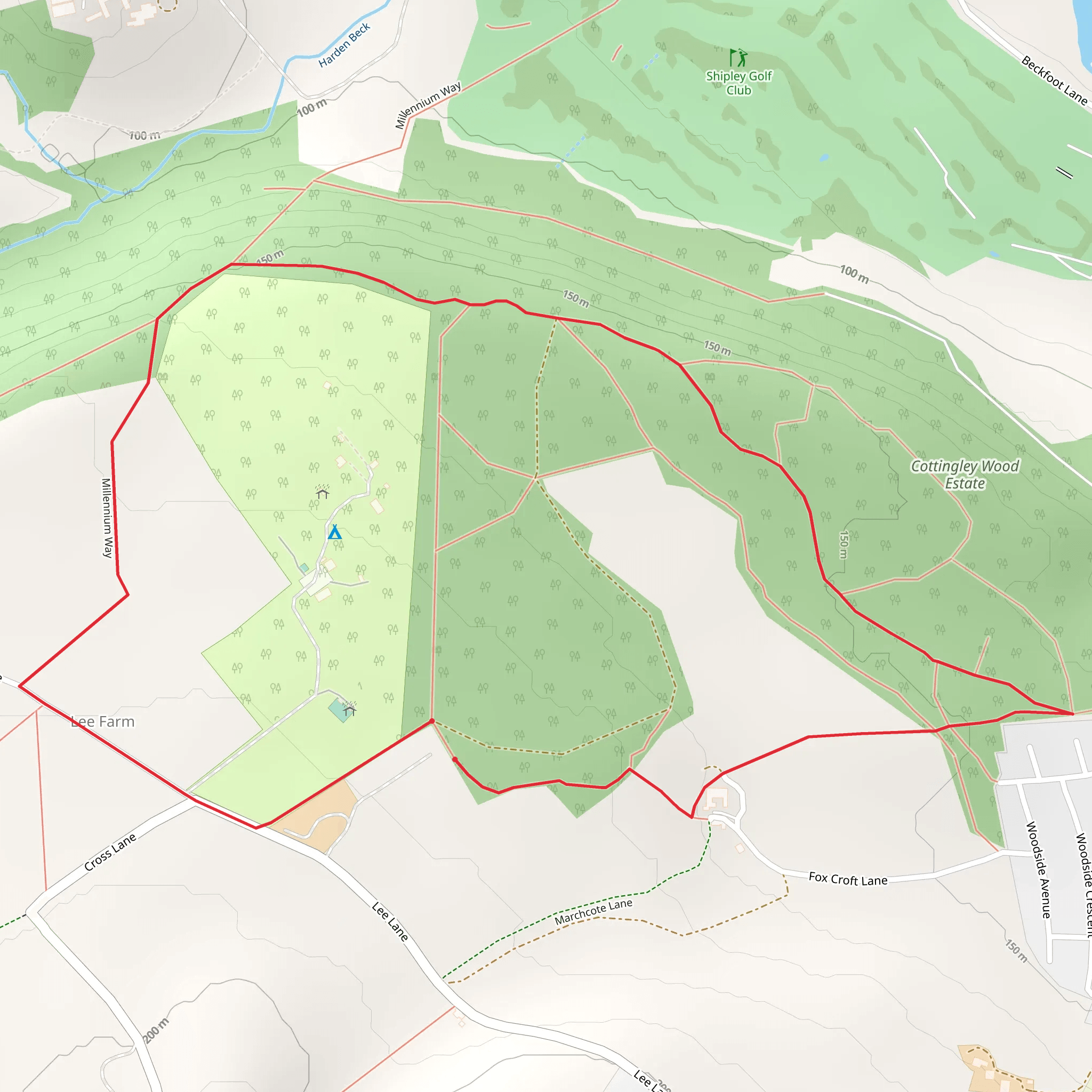 Cottingley Wood Estate Loop mobile static map