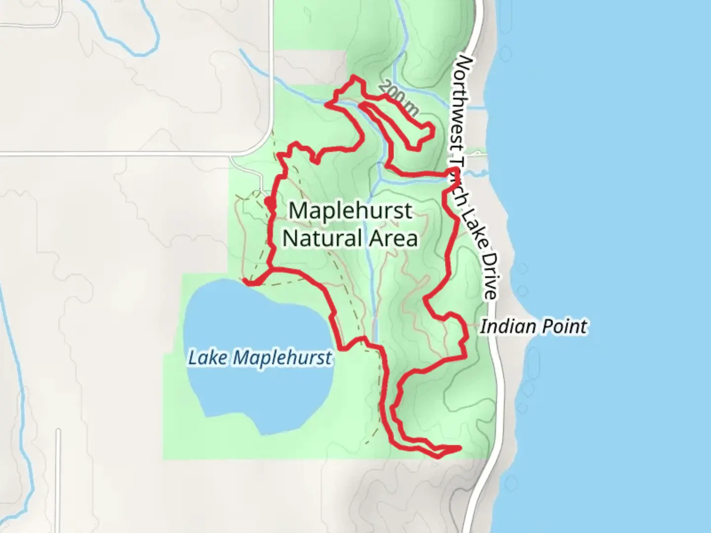 An image depicting the trail Maplehurst Natural Area Loop - Long and its surrounding area.