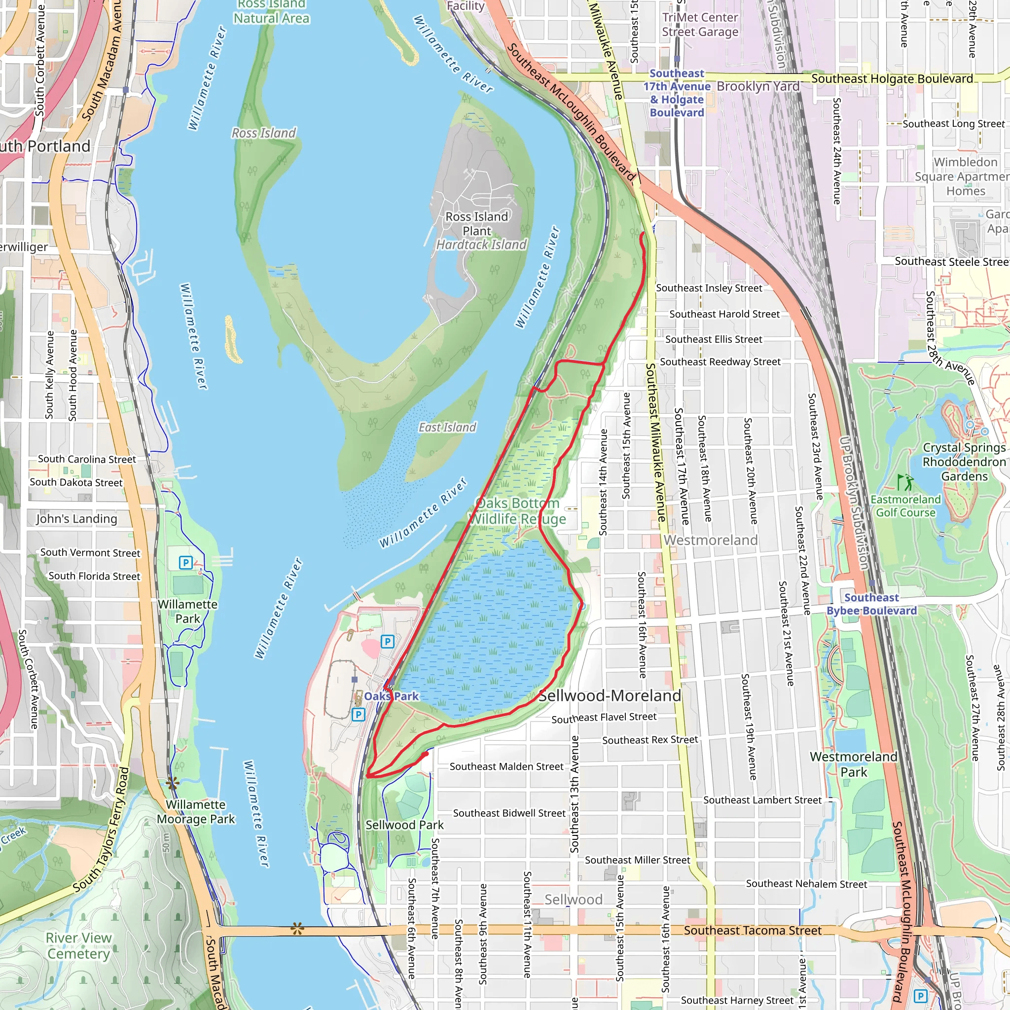 Springwater on the Willamette Trail and Bluff Loop Trail mobile static map