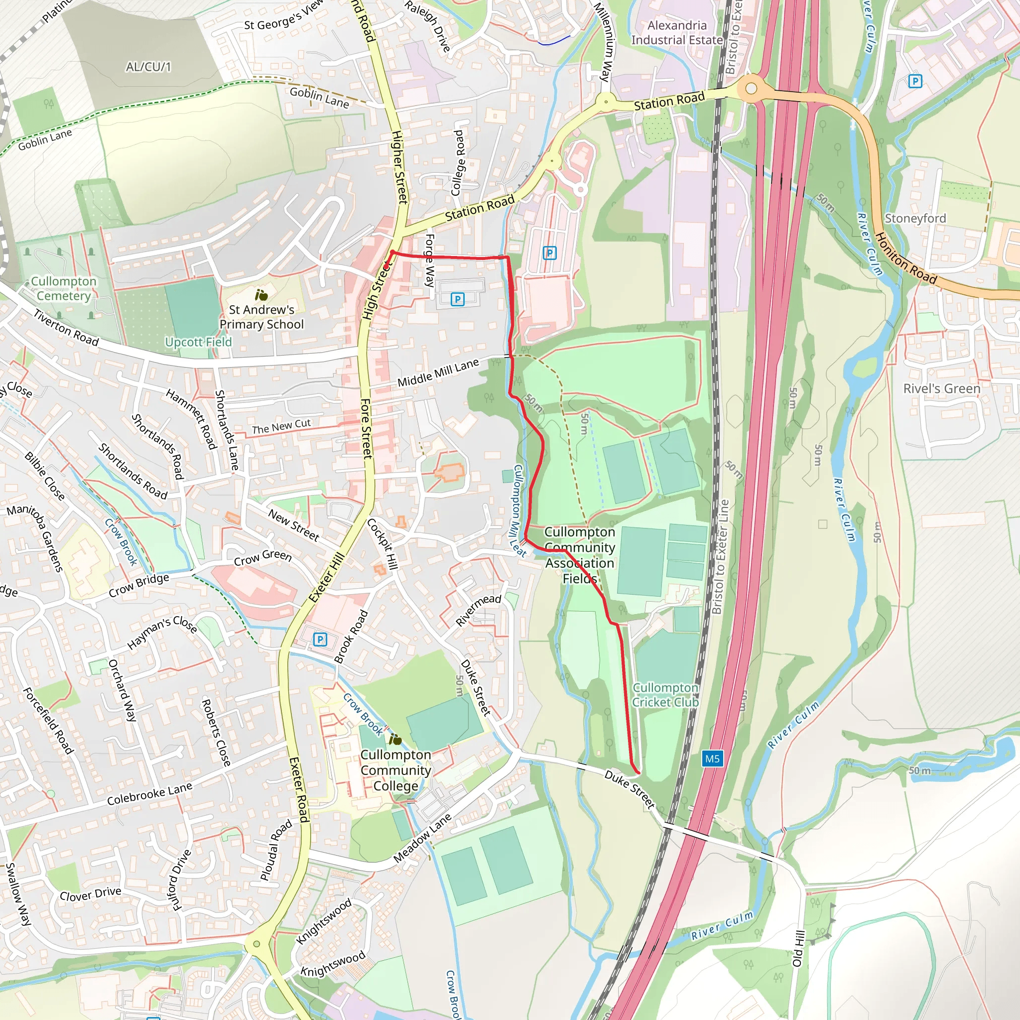 Cullompton Walk mobile static map