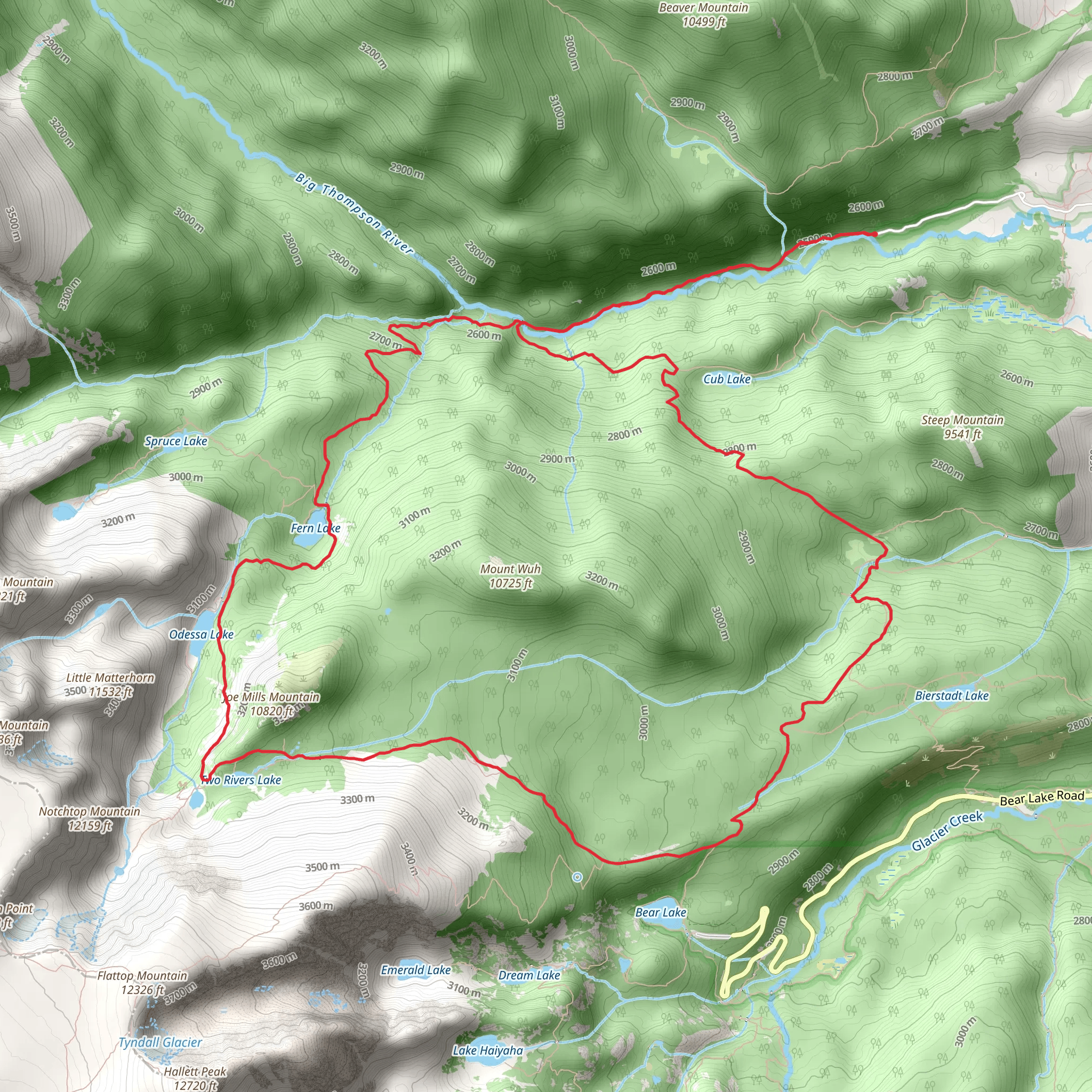 Fern Lake Trail and Cub Lake-Mill Creek Basin Trail Loop mobile static map