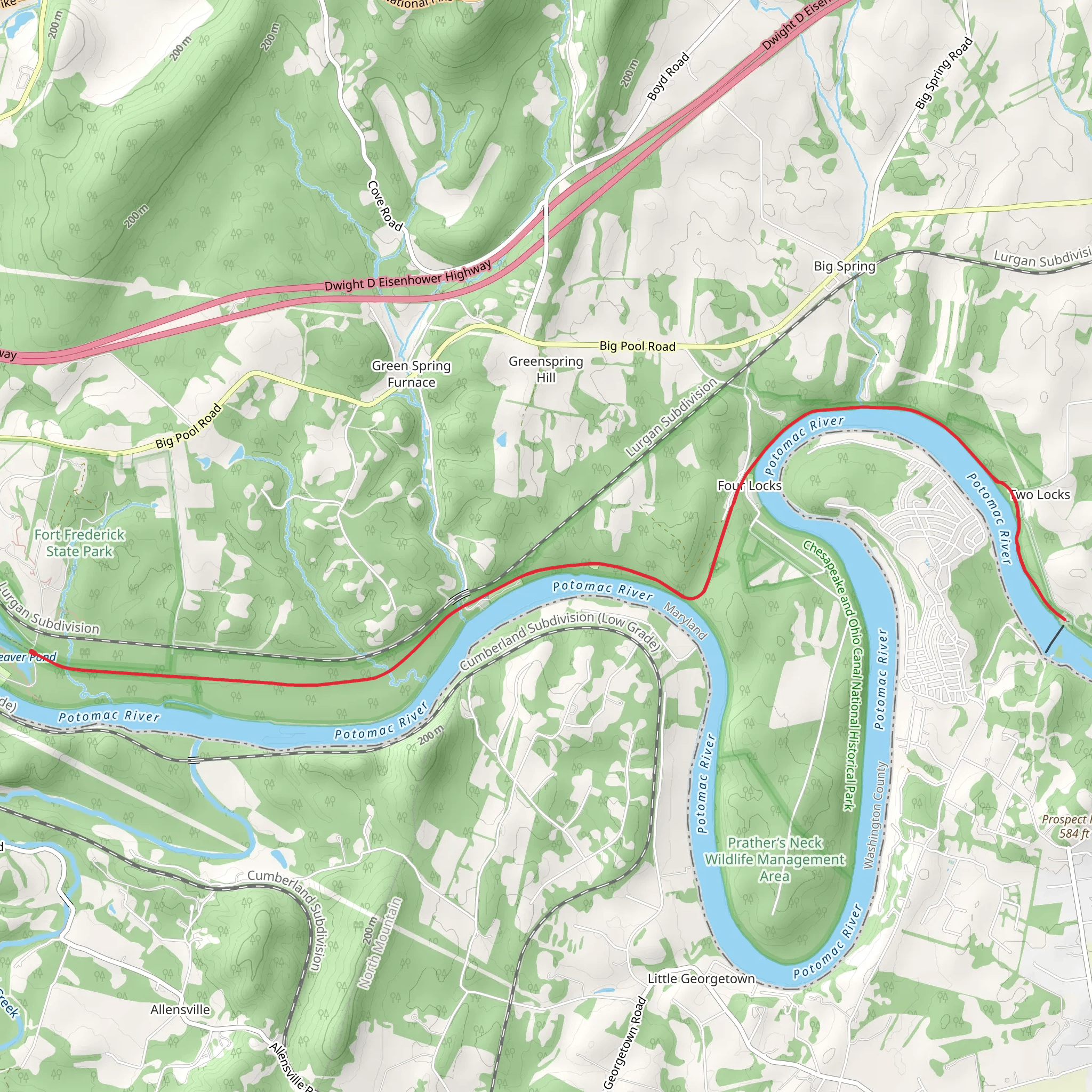 Chesapeake and Ohio Canal Trail from Beaver Pond mobile static map