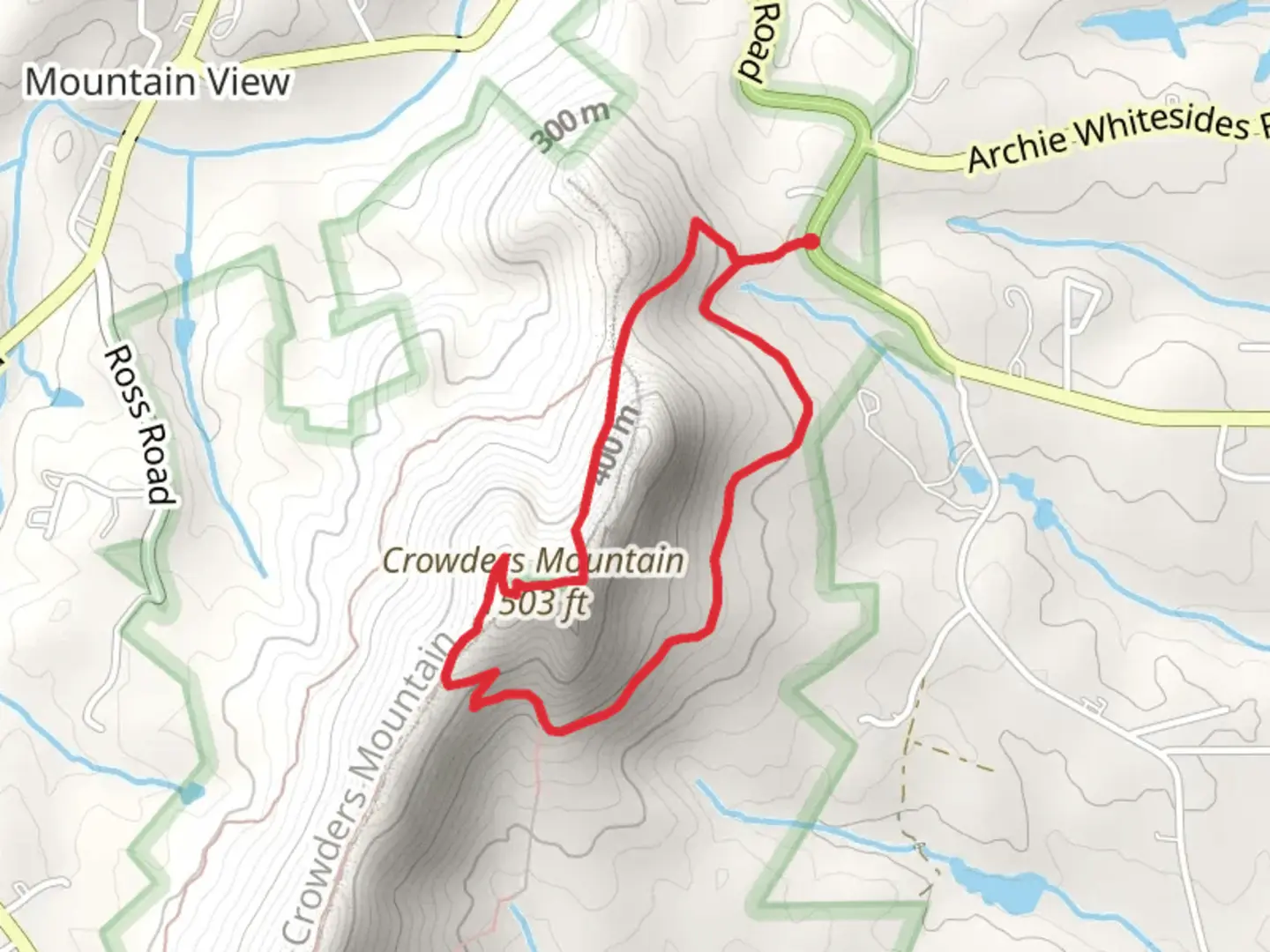 An image depicting the trail Crowders Mountain Loop Tower Trail and its surrounding area.