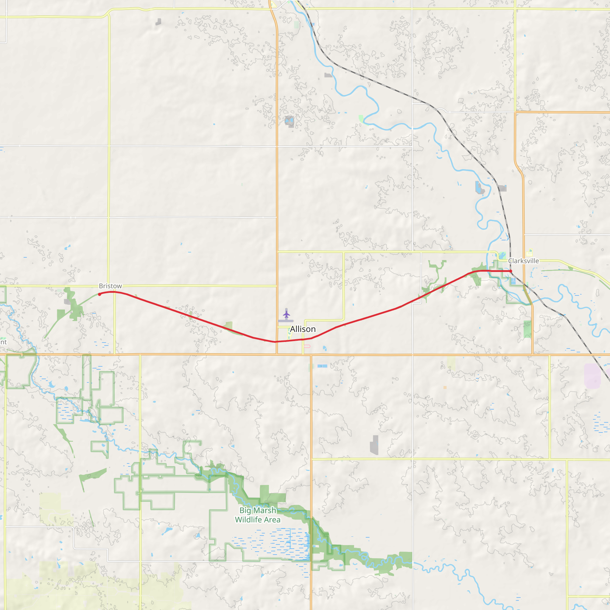 Clarksville to Bristow mobile static map