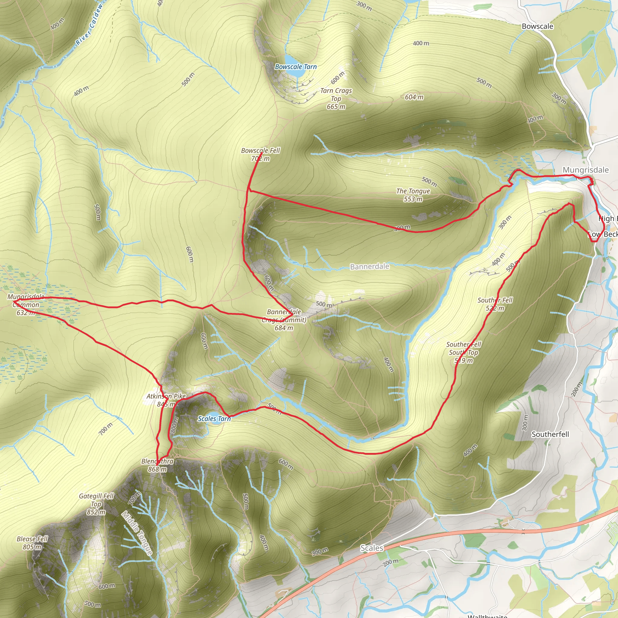 Souther Fell, Blencathra and Bowscale Fell Loop mobile static map