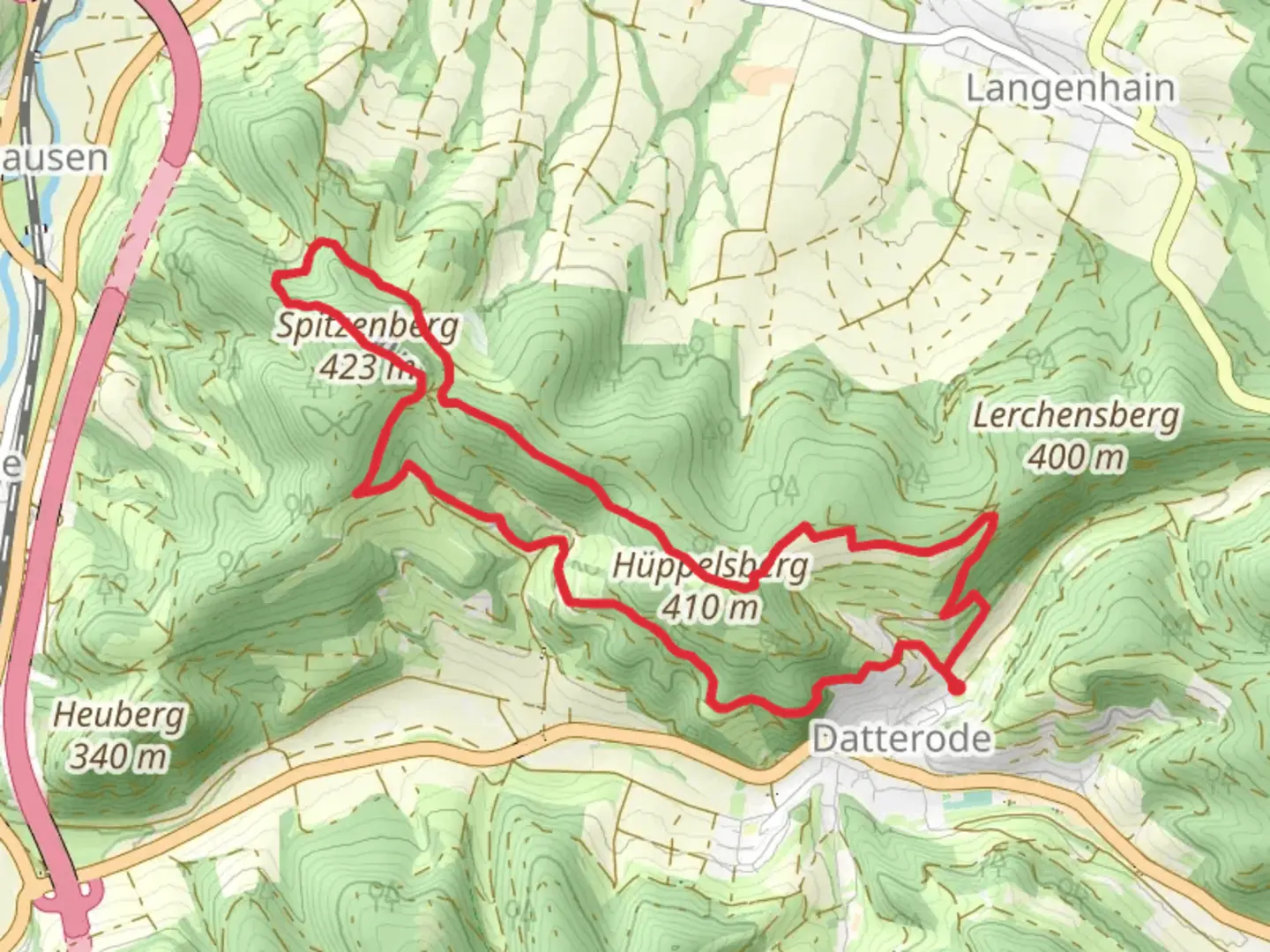 An image depicting the trail Hüppelsberg and Schoene Aussicht Friedrichslust via Premiumweg and its surrounding area.