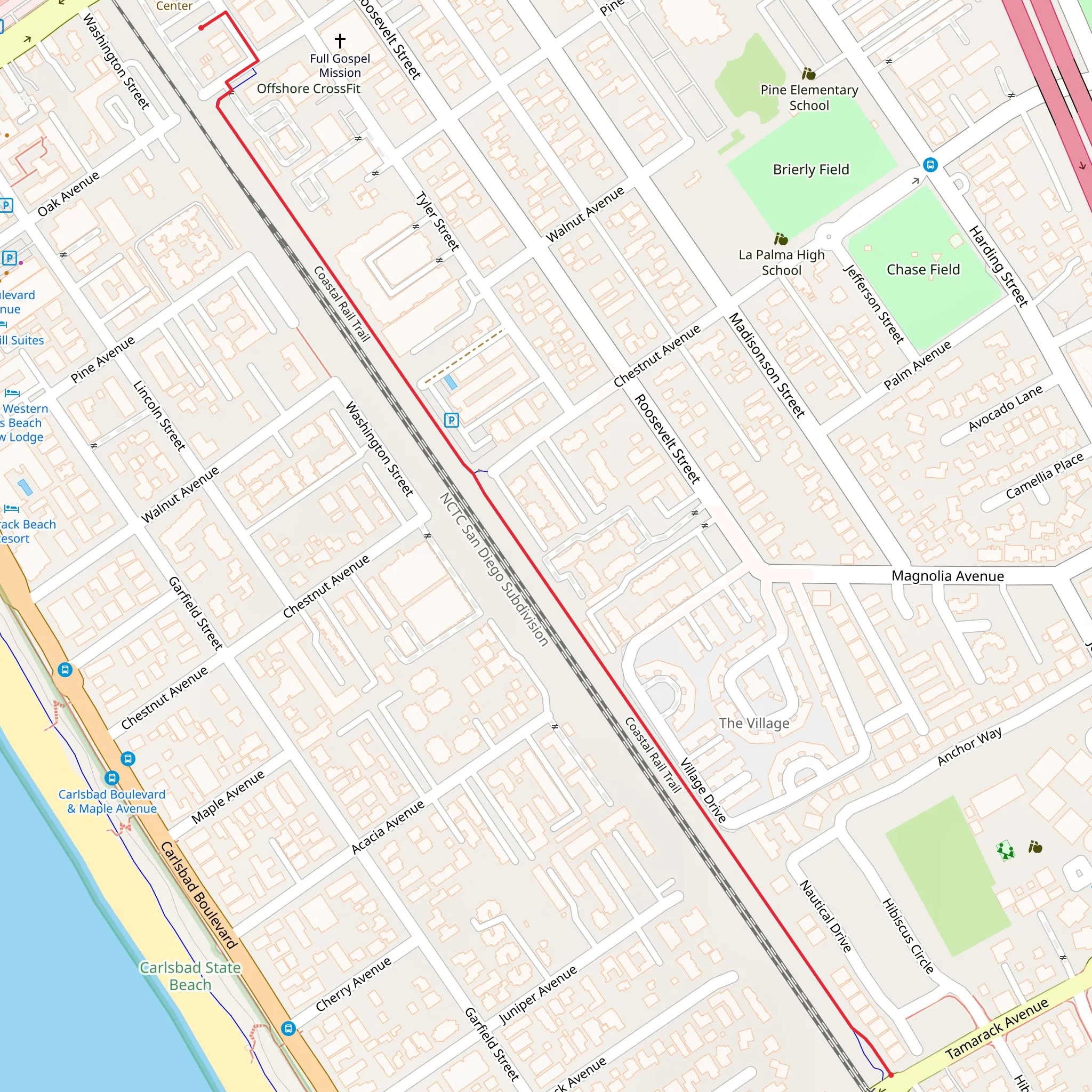 Coastal Rail Trail mobile static map