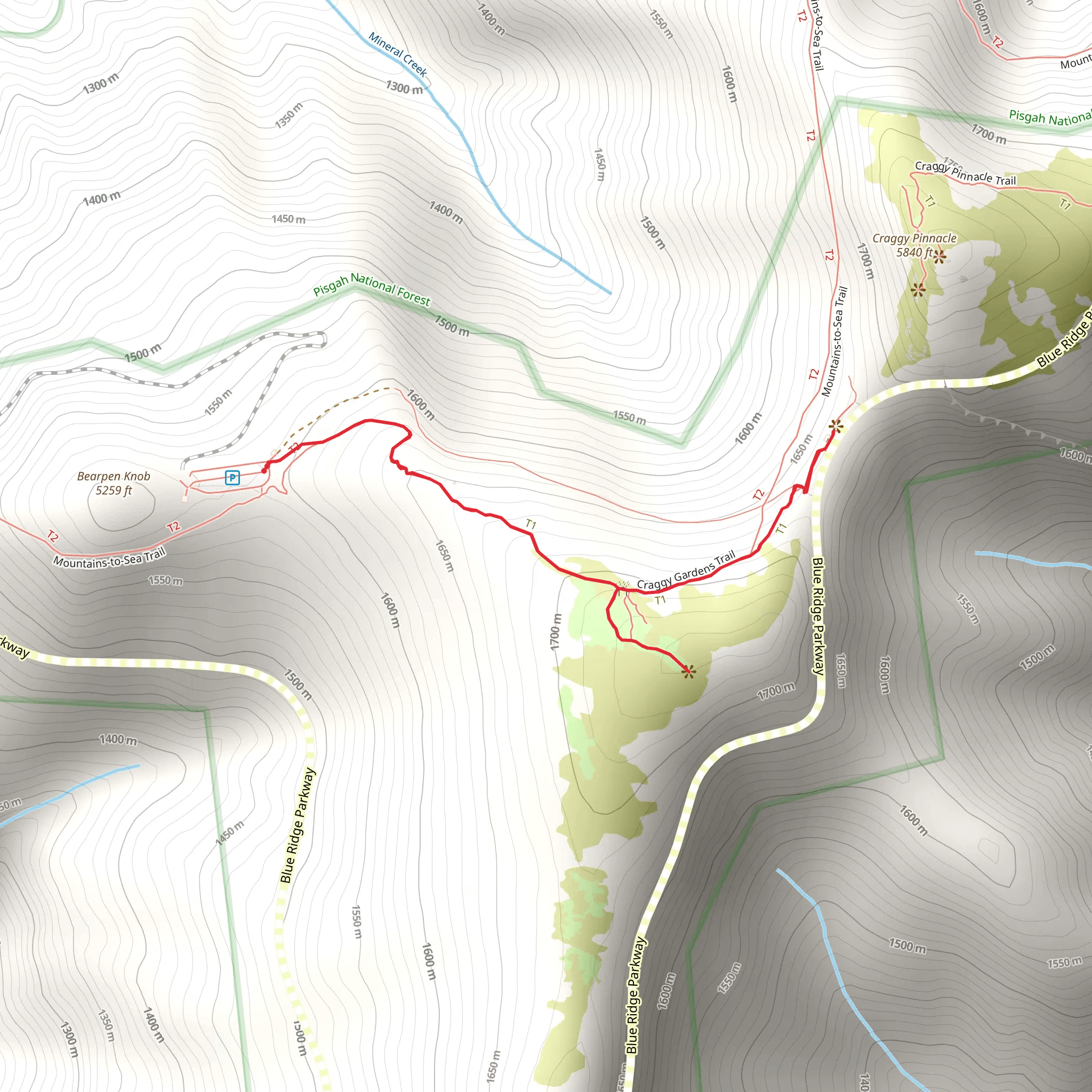 Craggy Gardens Trail mobile static map