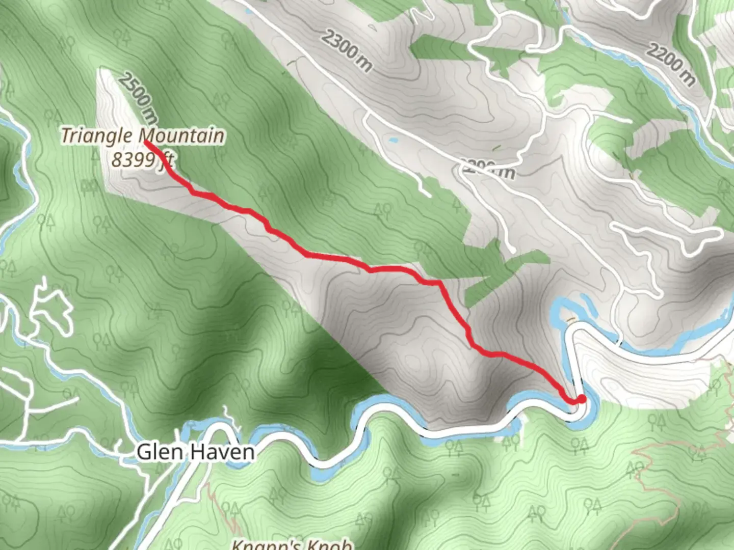 An image depicting the trail Triangle Mountain and its surrounding area.