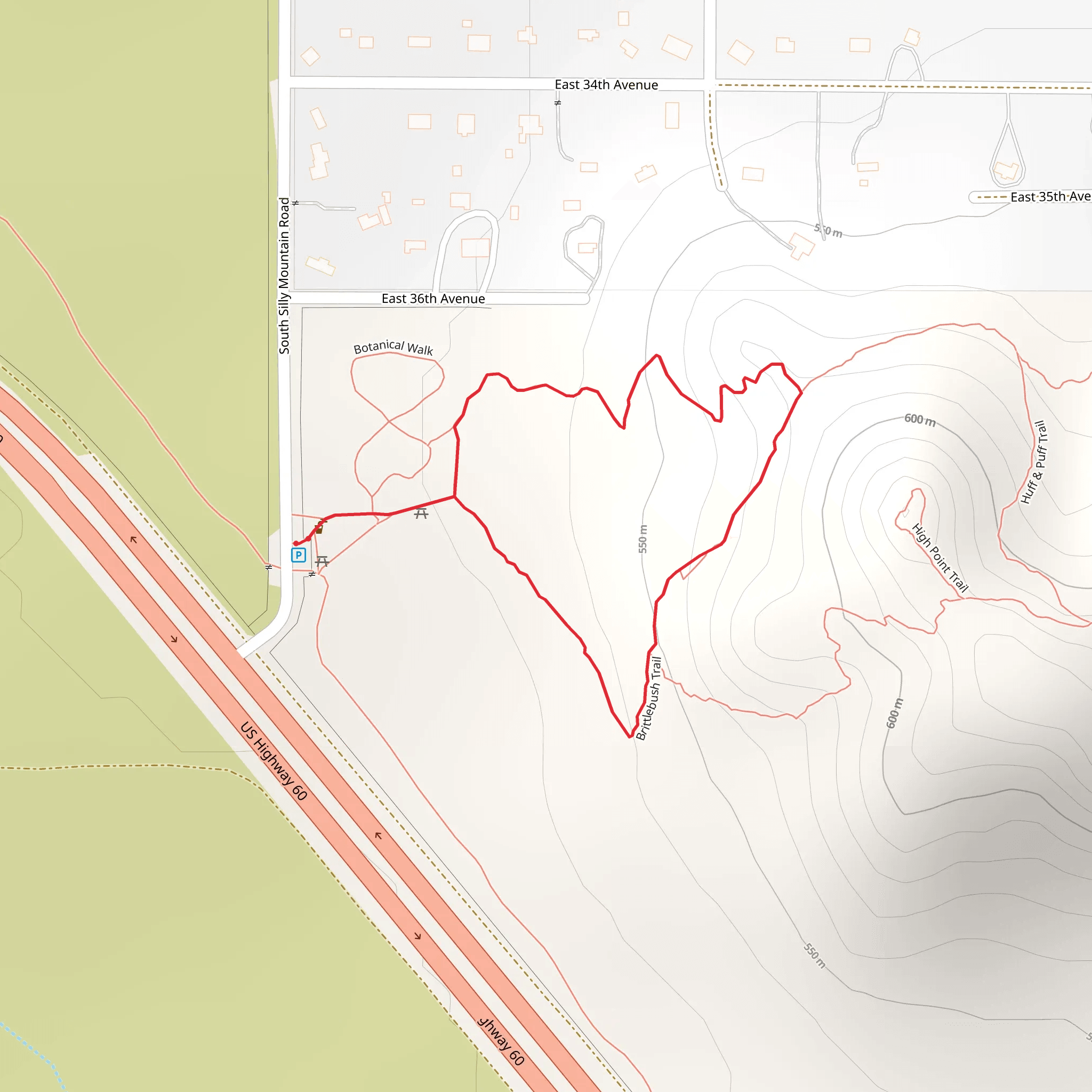 Brittlebush Trail and Palo Verde Loop Trail mobile static map