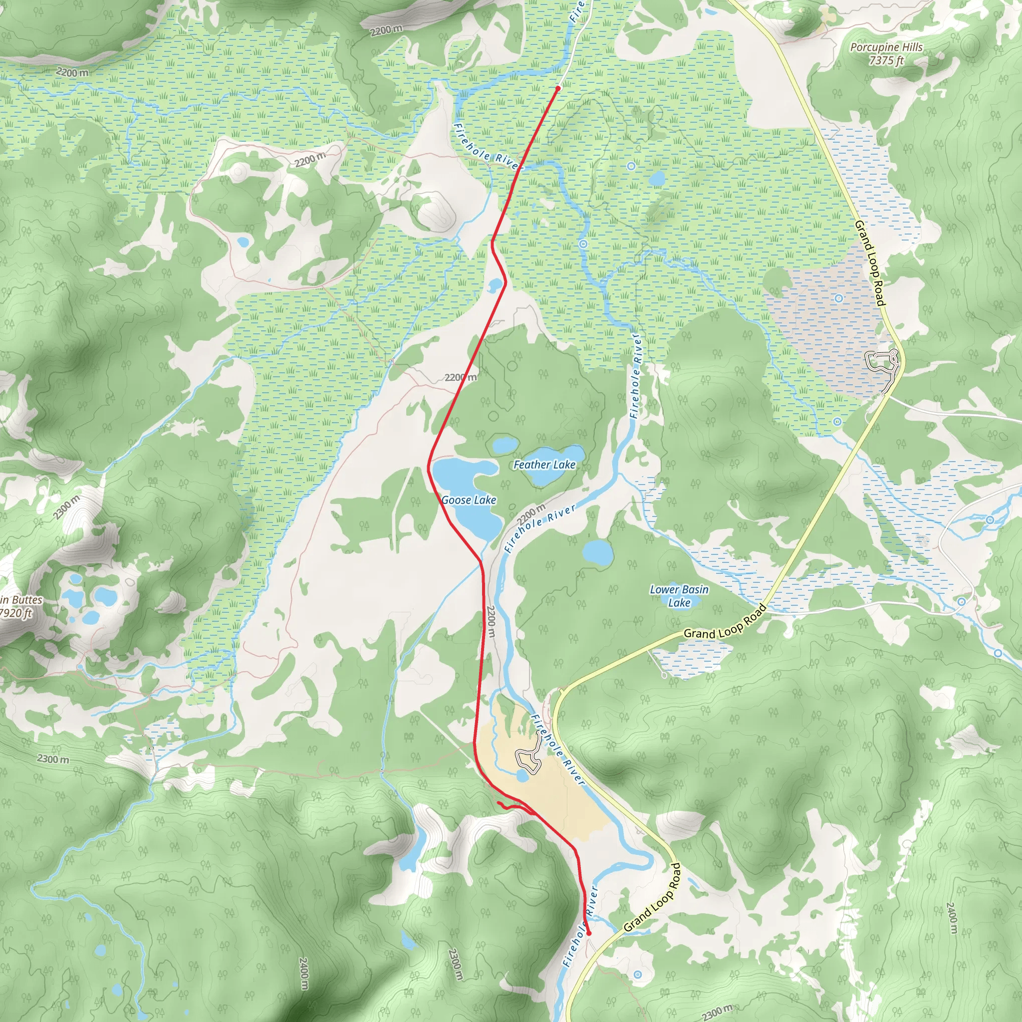 Fairy Falls, Grand Prismatic Overlook and Sentinel Meadows Trail mobile static map
