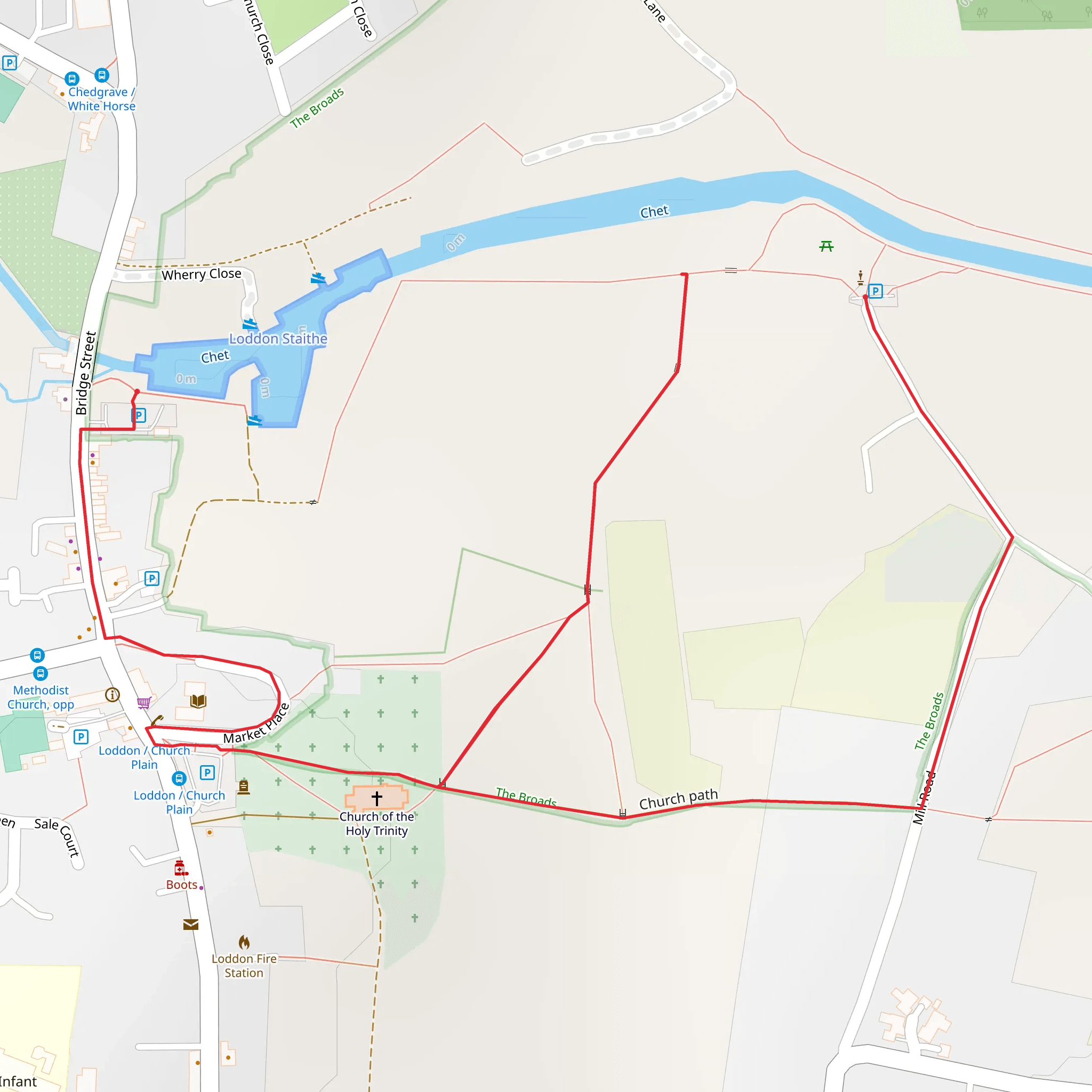 Loddon Marshes Walk mobile static map