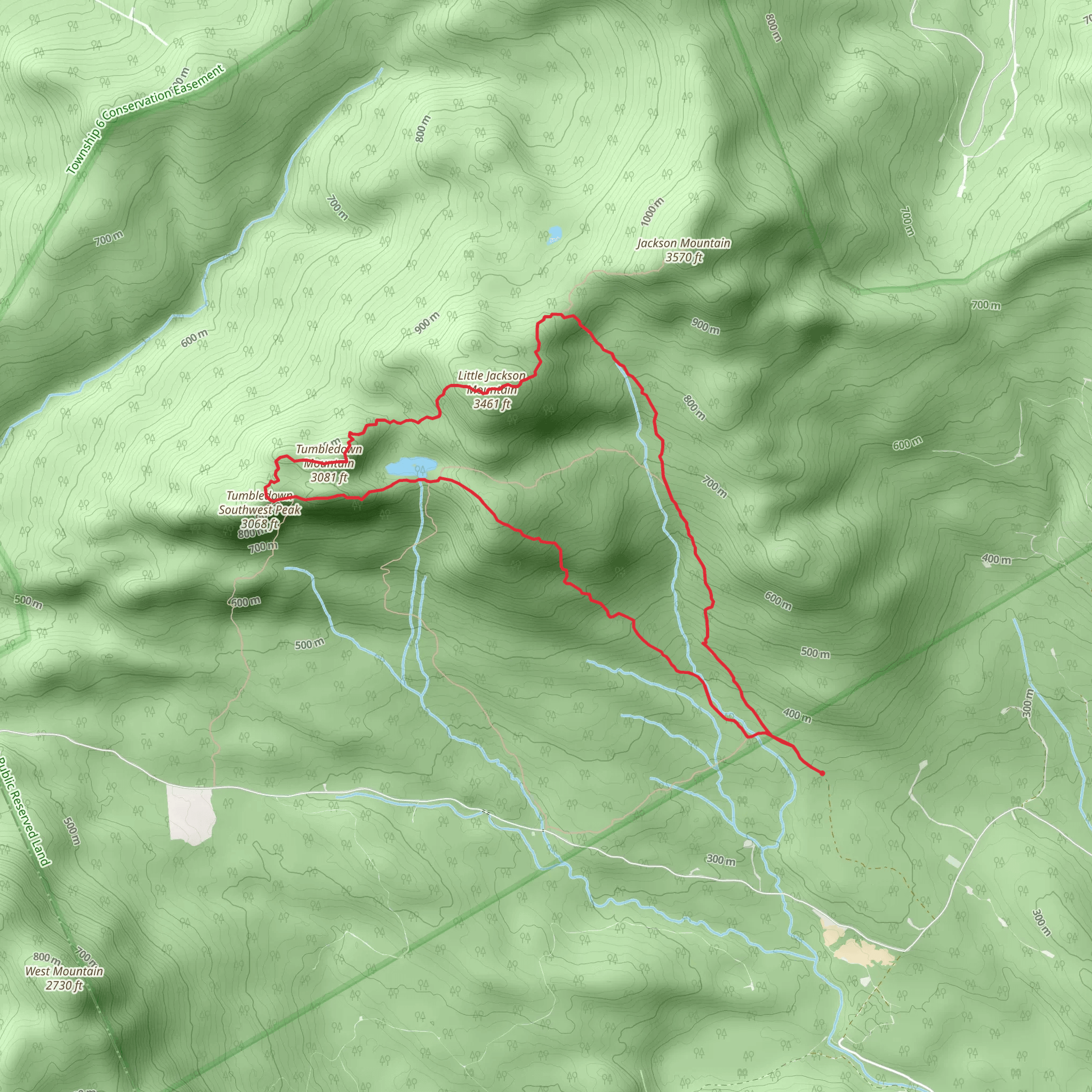 Little Jackson Mountain, Tumbledown Southwest Peak and Tumbledown Pond Loop Trail mobile static map