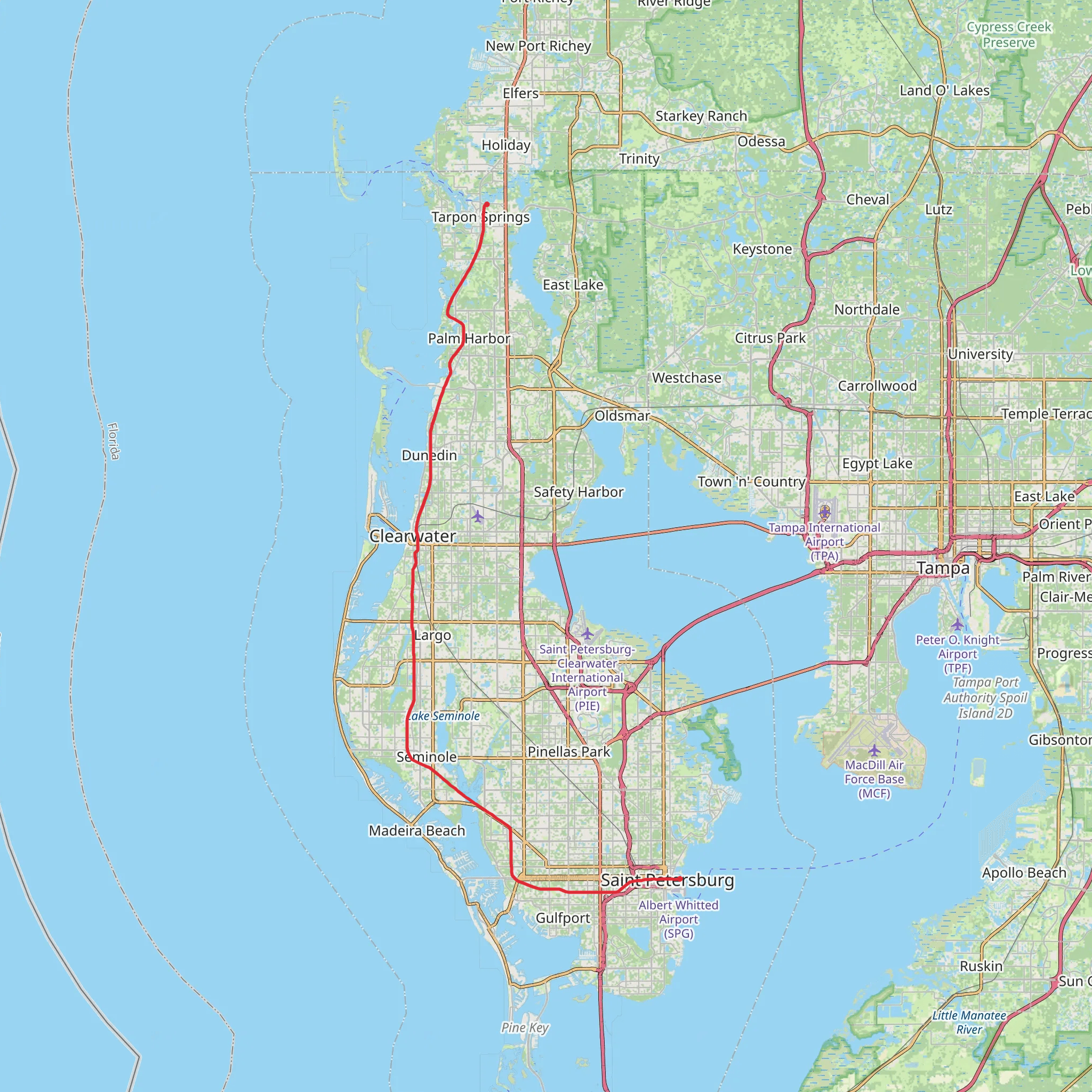 Pinellas Trail mobile static map