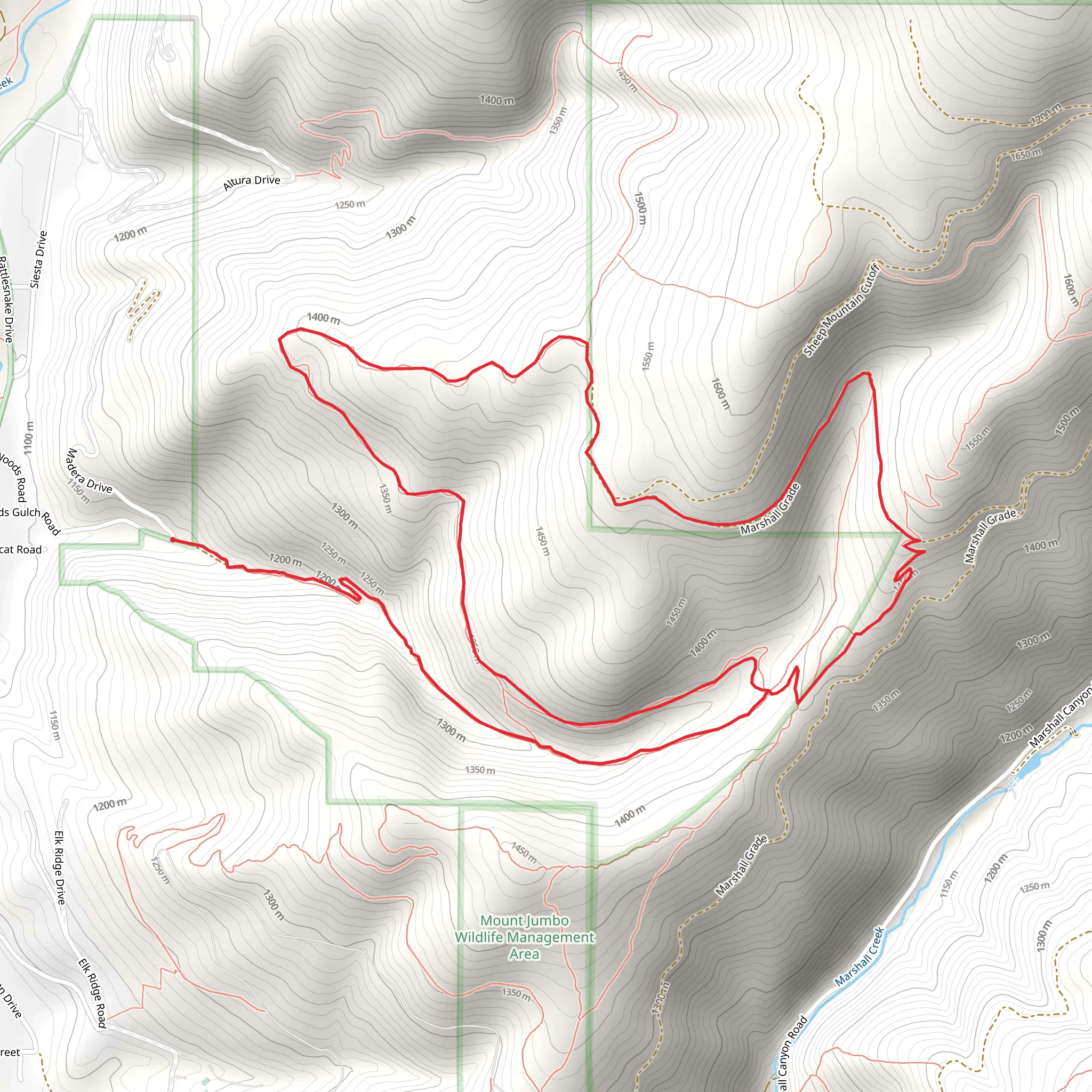 Woods Gulch and Three Larches Loop Trail mobile static map