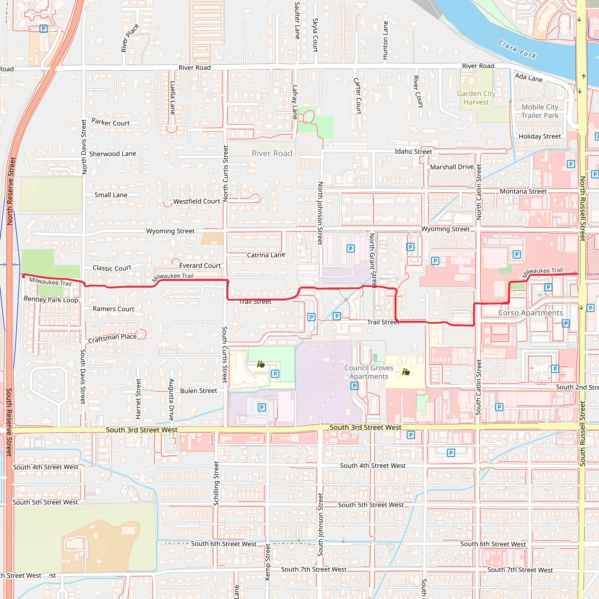 Milwaukee Trail from Bentley Park Loop mobile static map