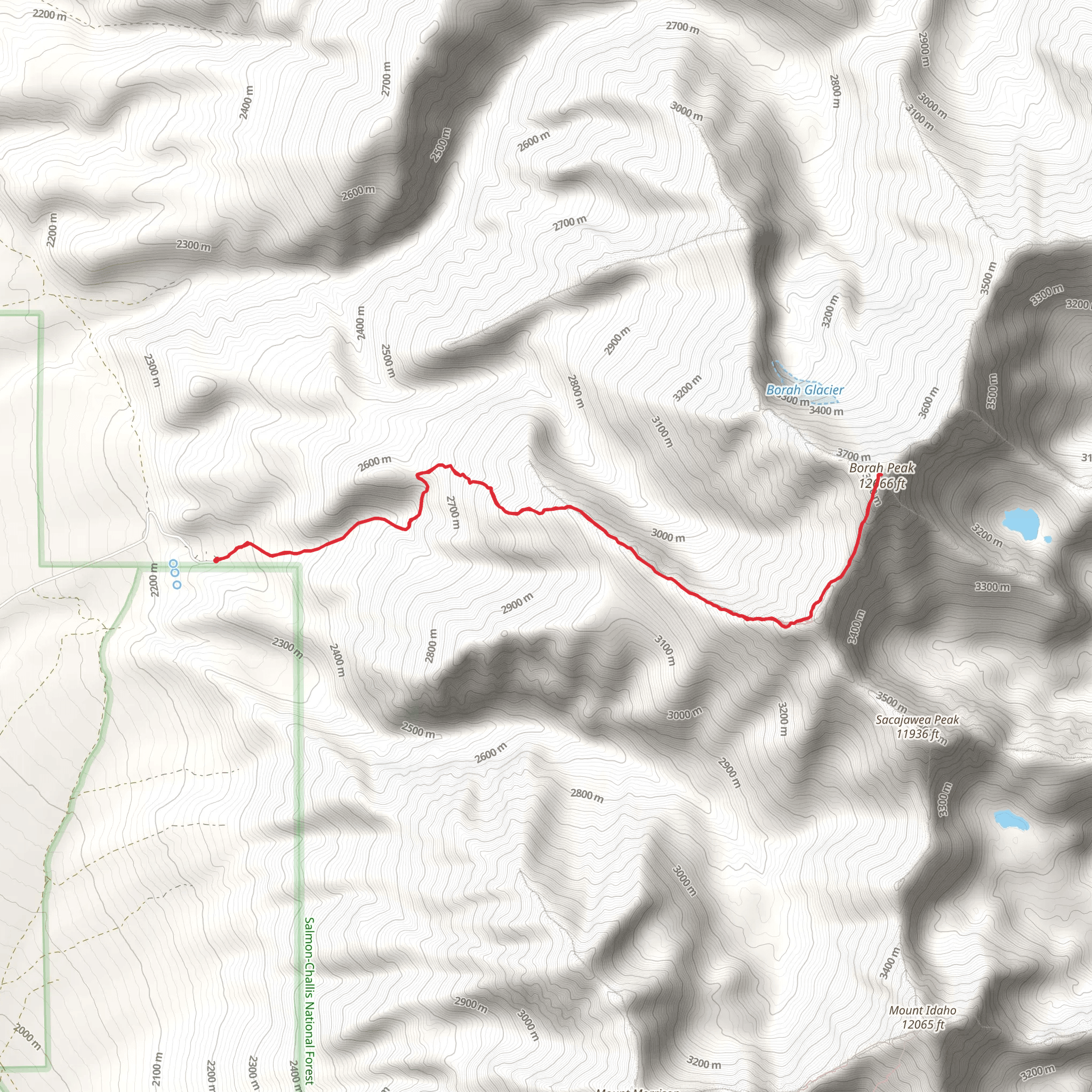 Borah Peak Trail mobile static map