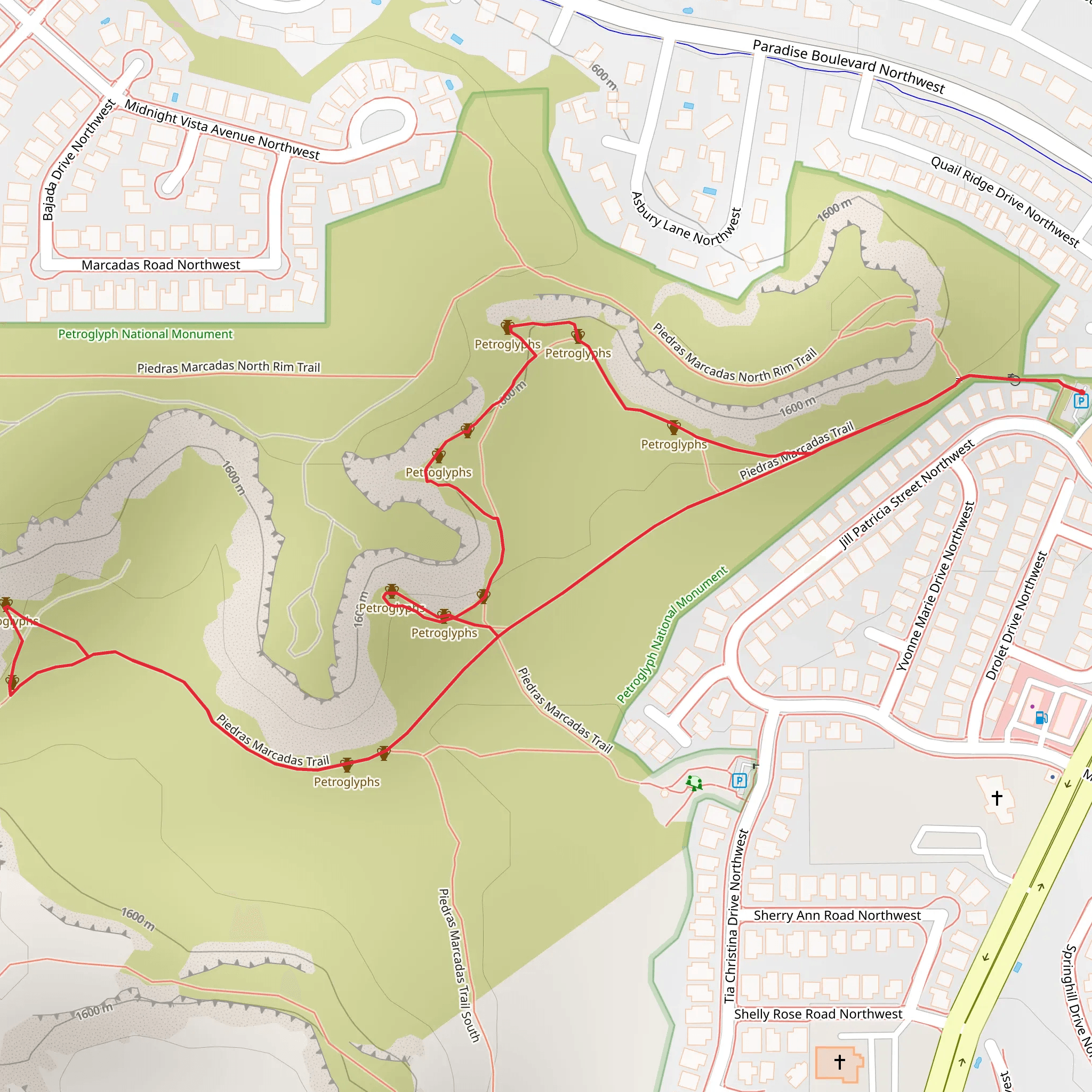 Piedras Marcadas Trail Loop mobile static map