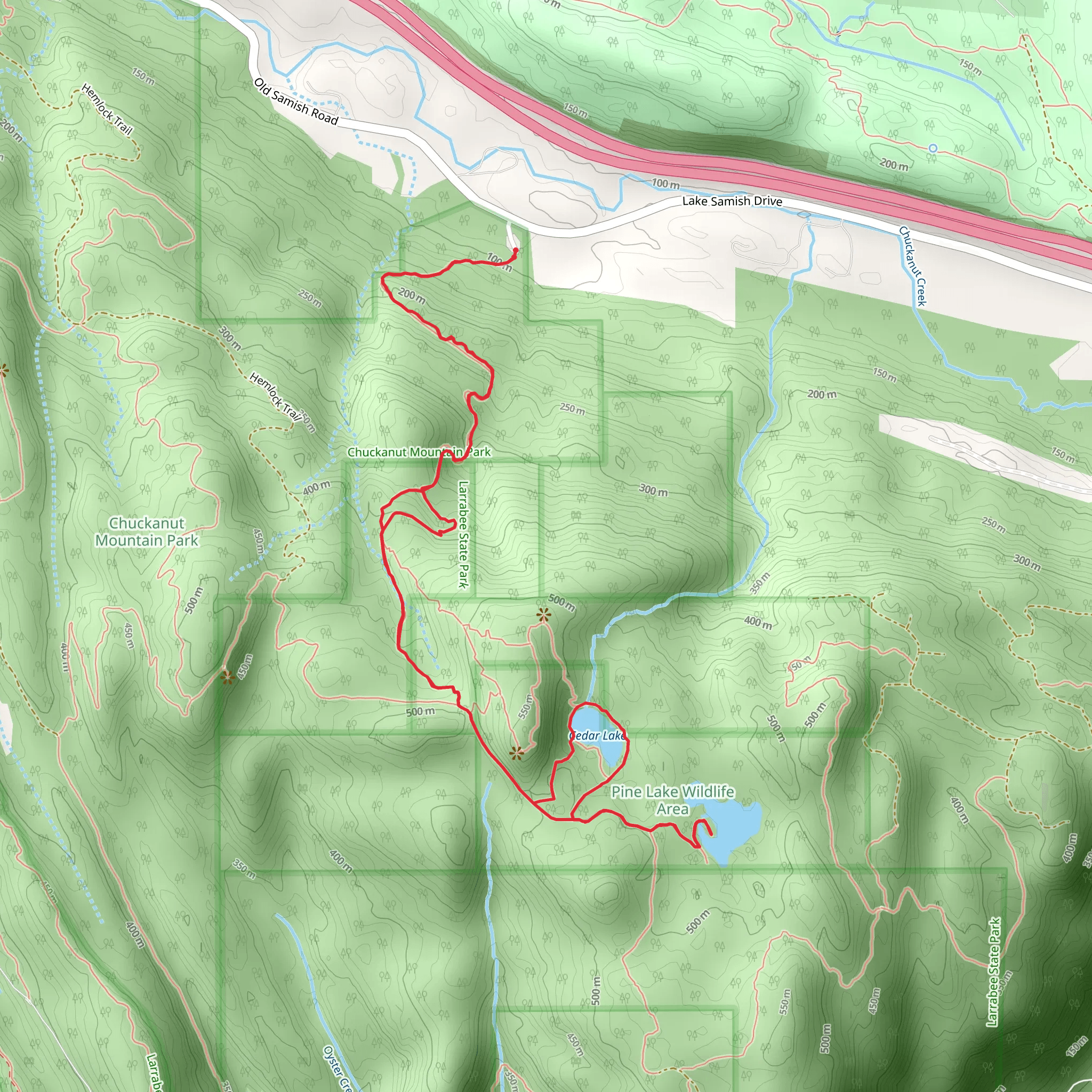 Pine and Cedar Lakes Trail mobile static map