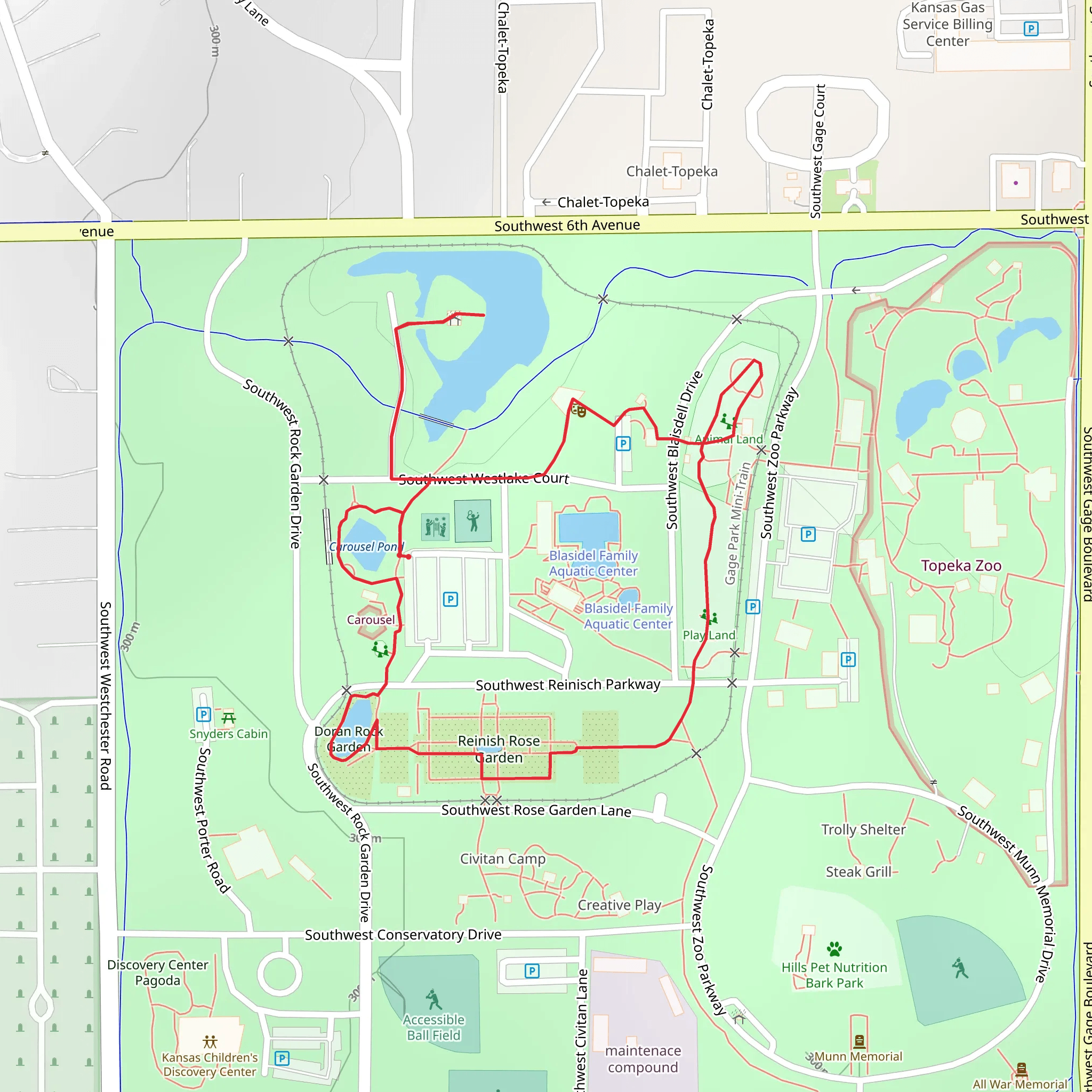 Reinish Rose Garden and Westlake Pond Loop mobile static map