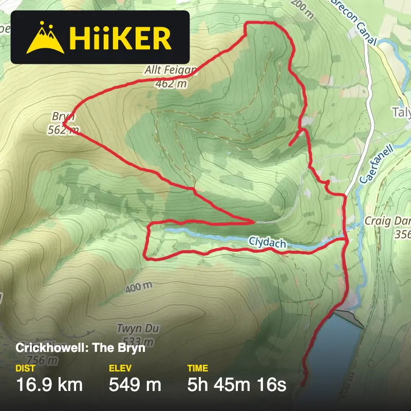 A map preview of the recording Crickhowell Walking Festival 2026: The Bryn .