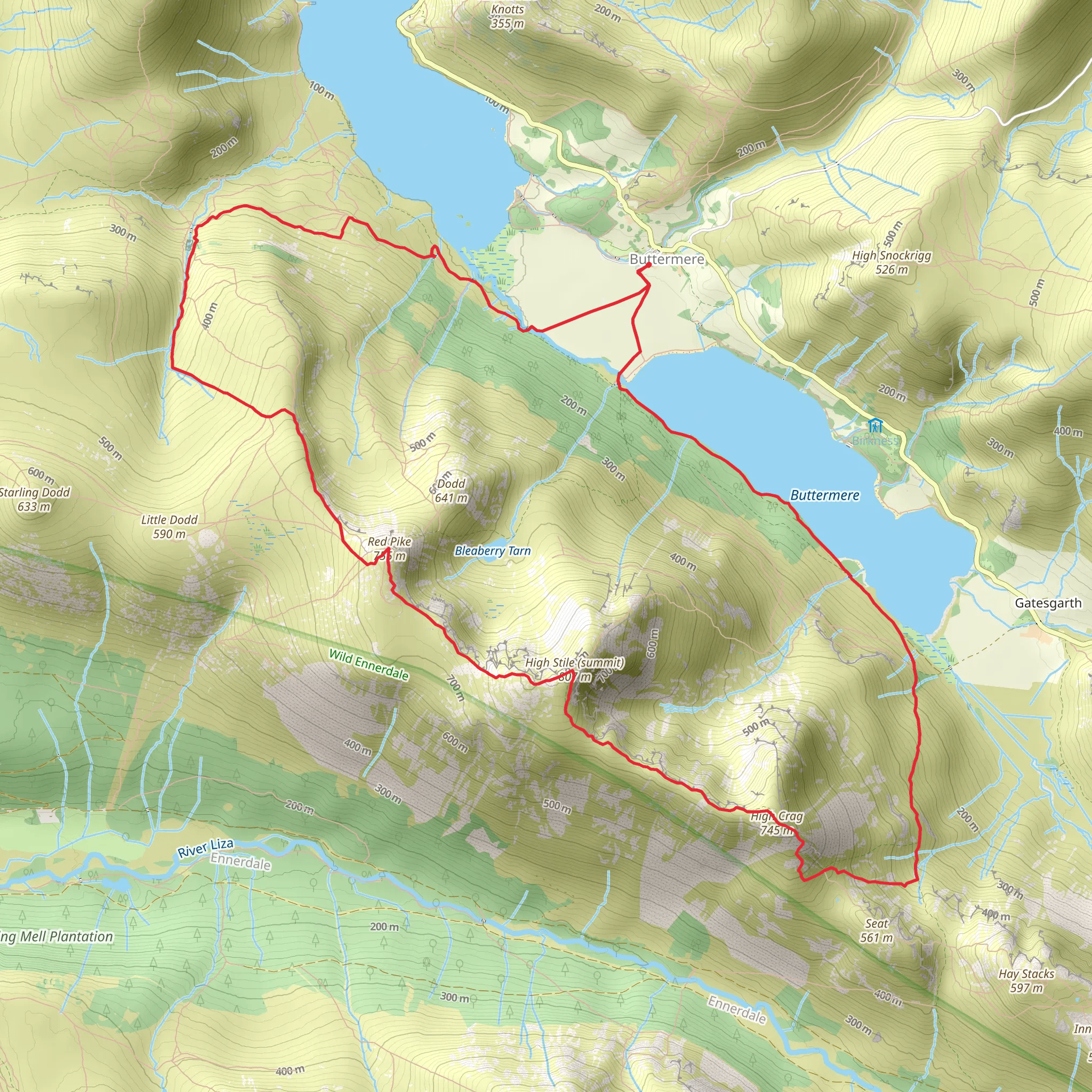 Red Pike, High Stile, High Craig and Buttermere Fell Loop mobile static map