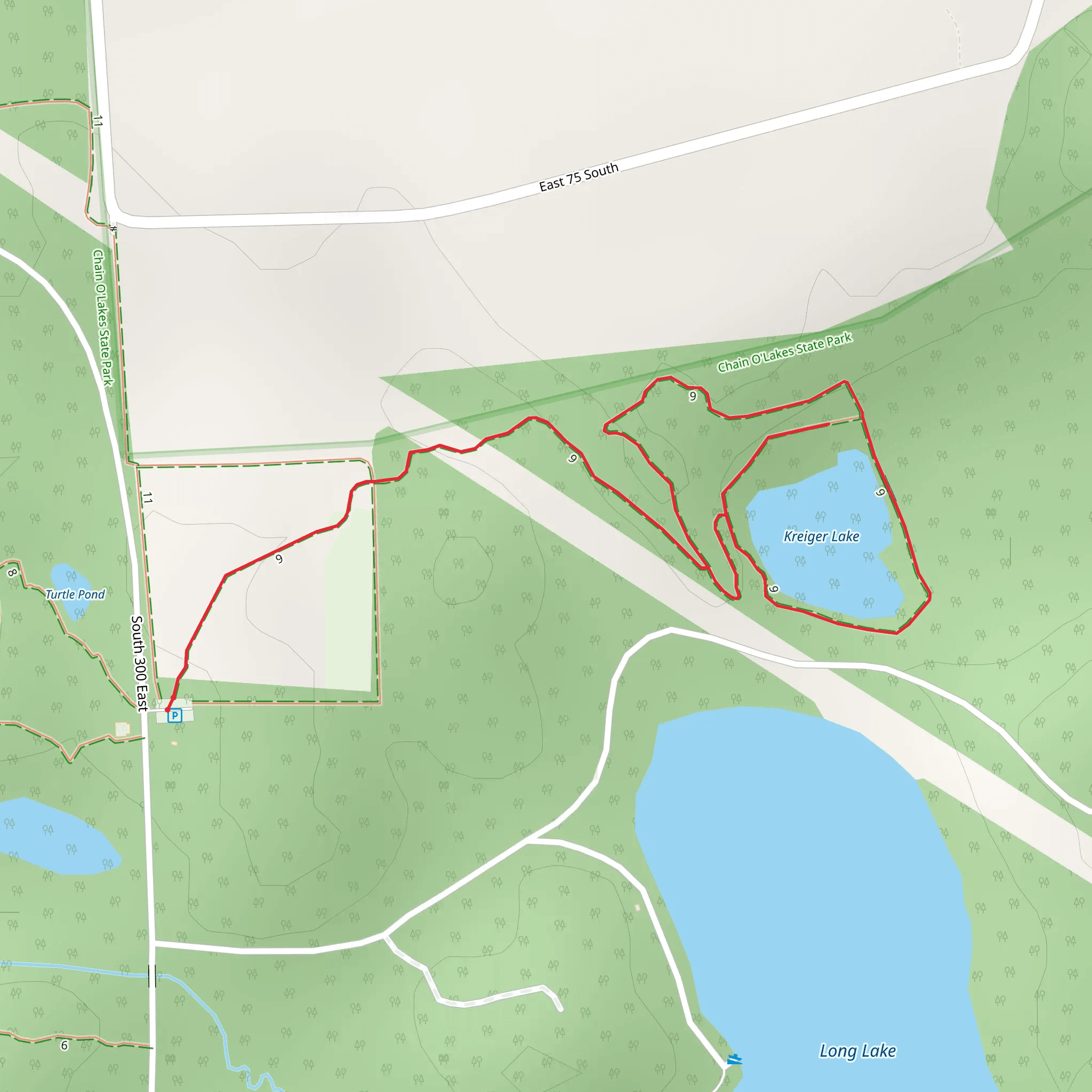 Kreiger Lake Loop mobile static map