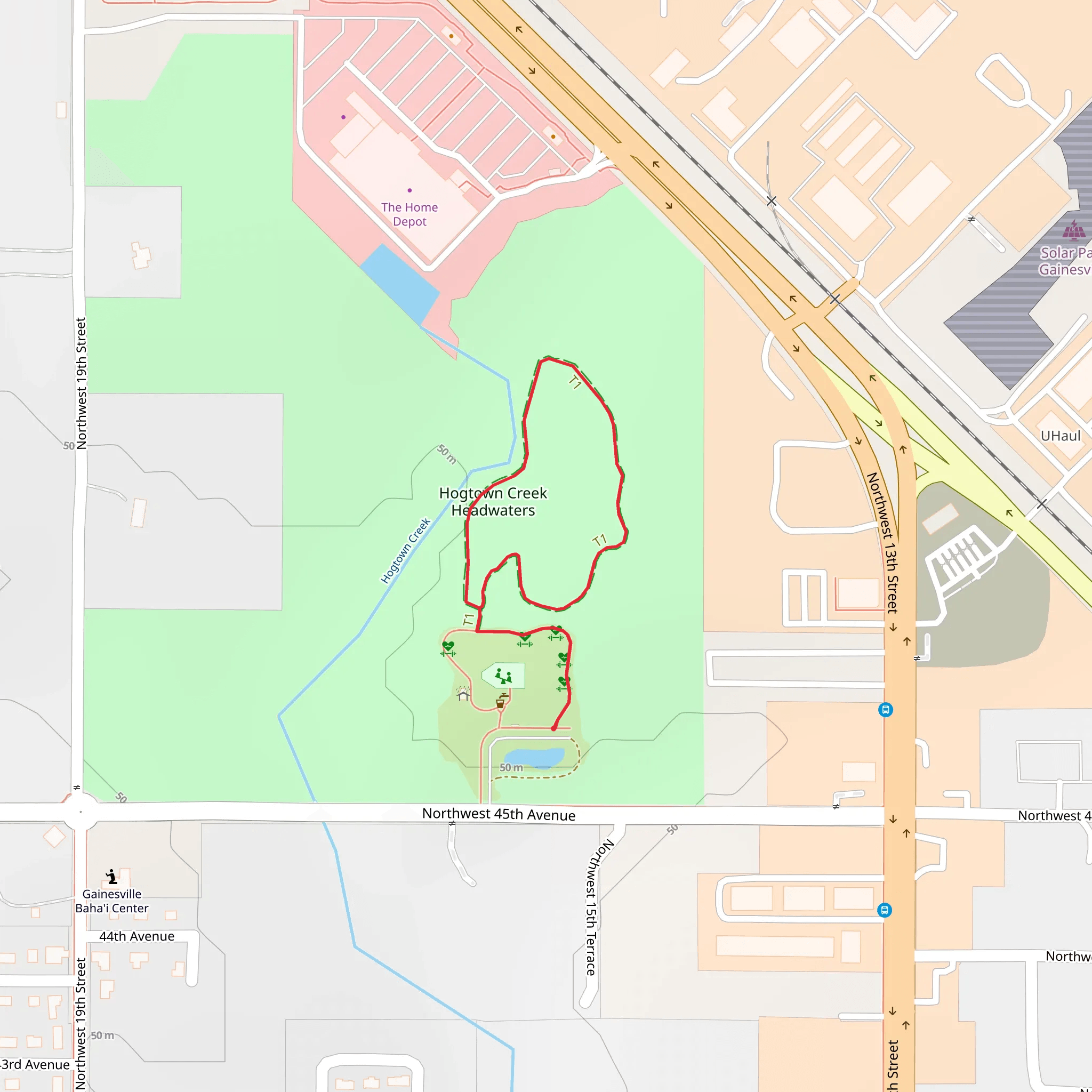 Hogtown Creek Headwaters Loop mobile static map