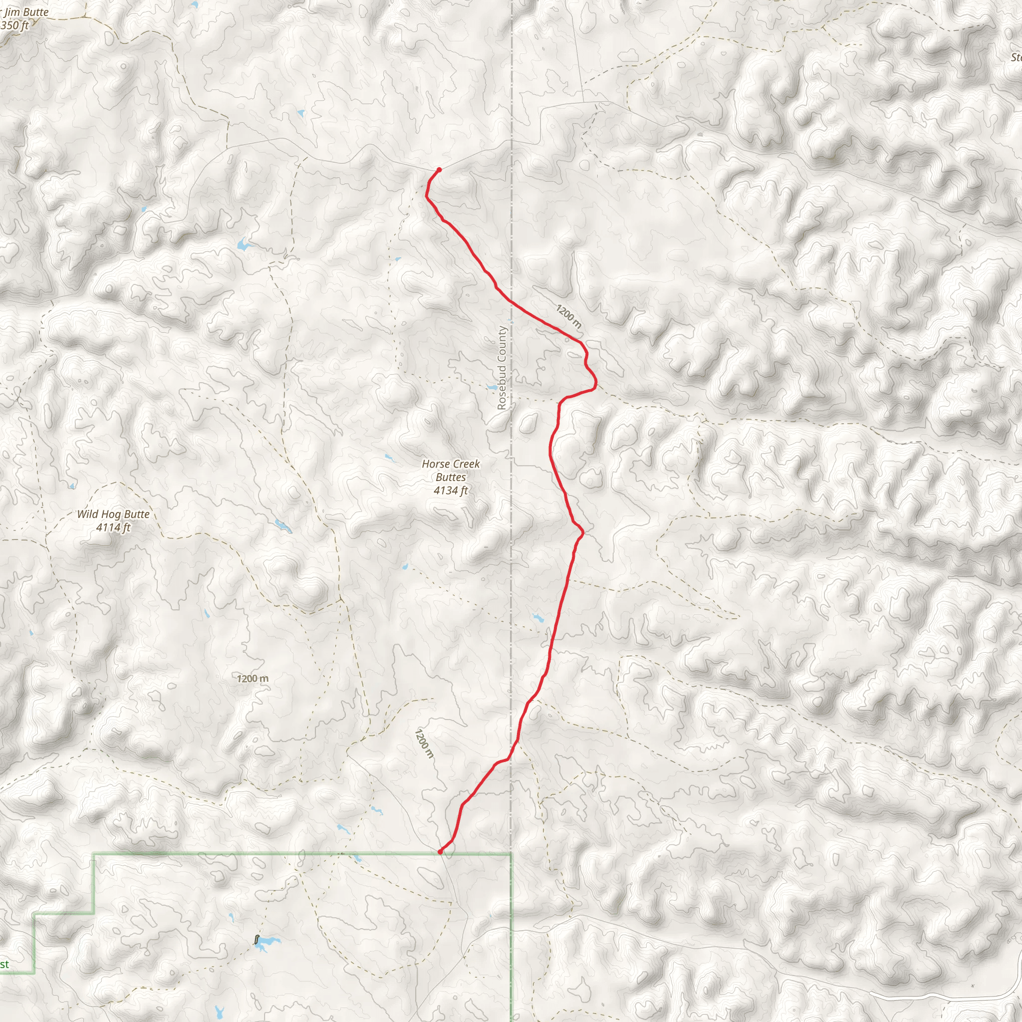Horse Creek Butte Trail mobile static map