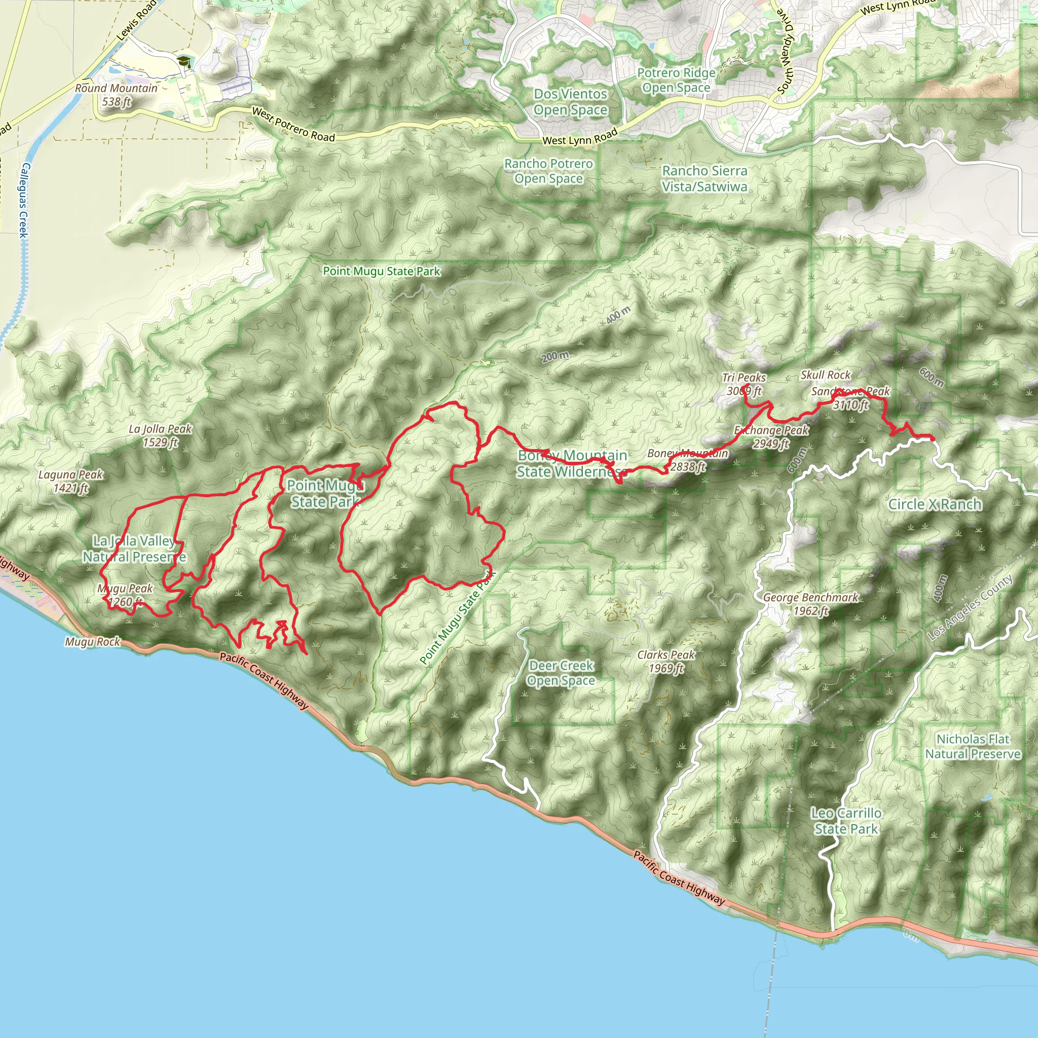 Point Mugu State Park Loop mobile static map