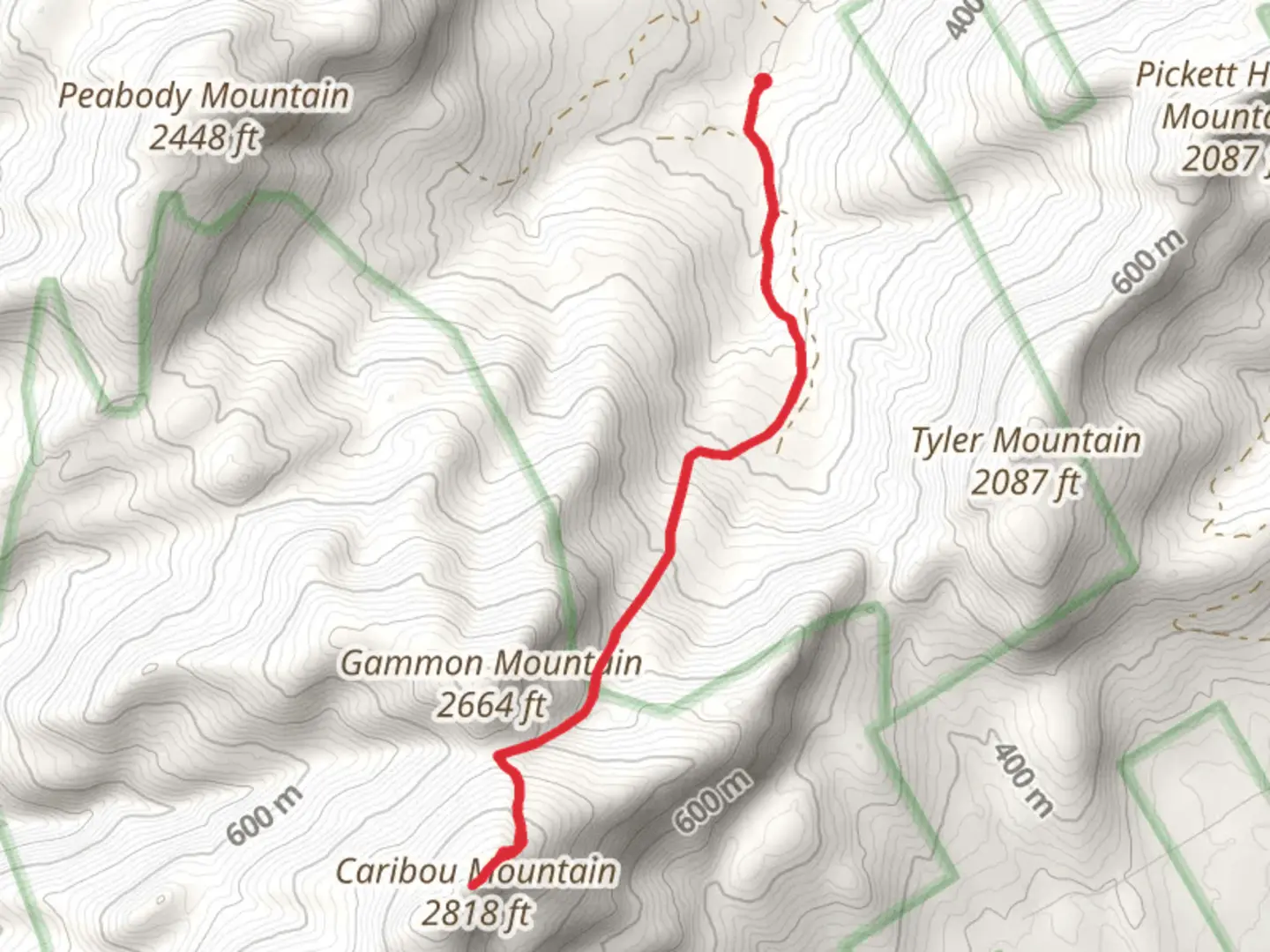 An image depicting the trail Caribou Mountain Trail and its surrounding area.