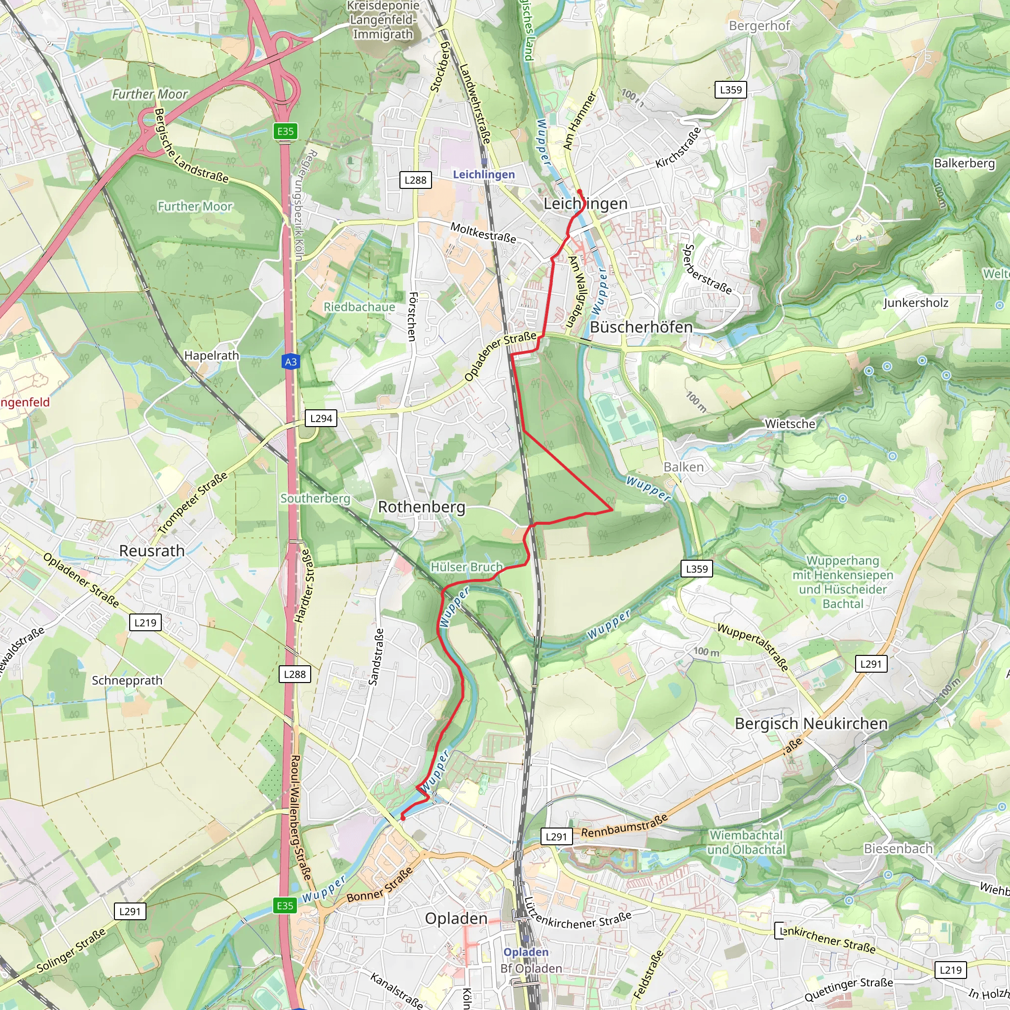Leichlingen to Ruhlach via Wupperweg mobile static map