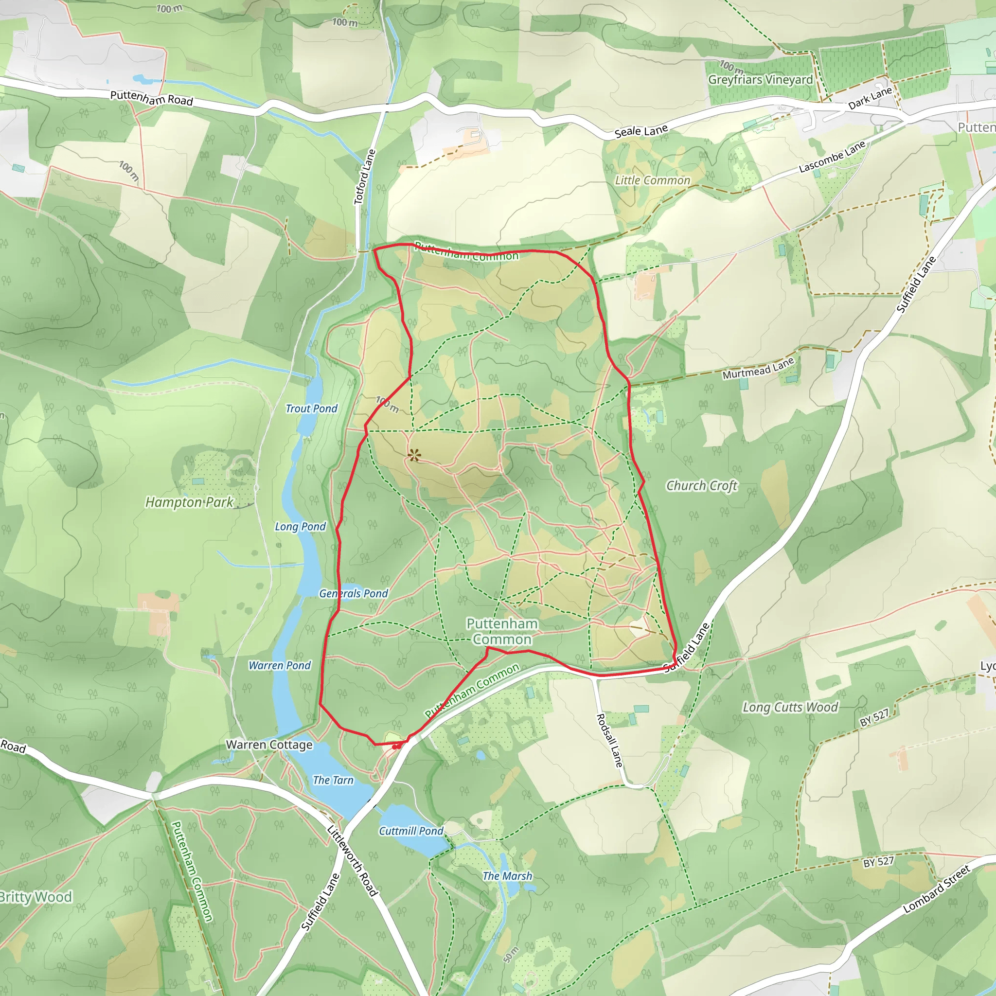 Puttenham Common Loop mobile static map