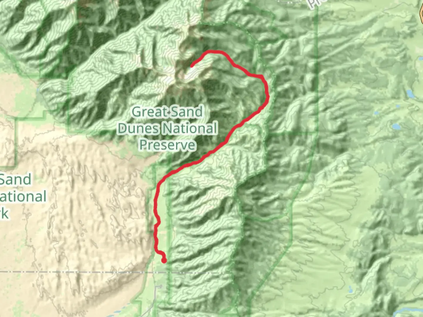 An image depicting the trail Medano Creek Trail and its surrounding area.