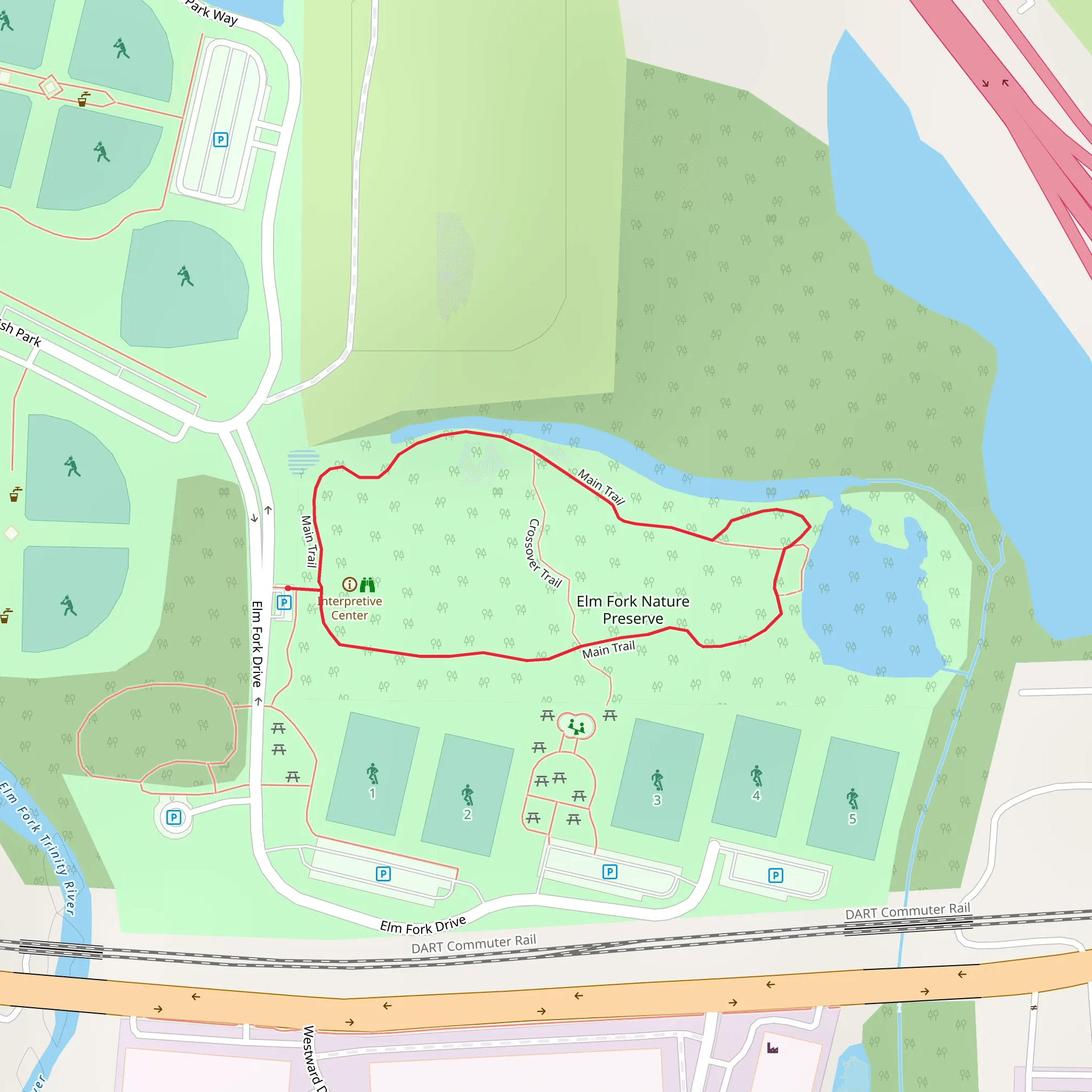 Elm Fork Nature Preserve Loop mobile static map