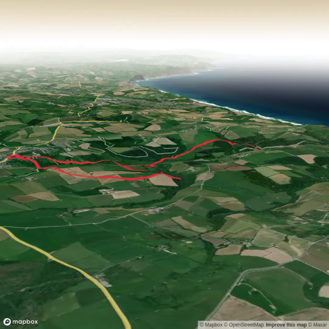 An image depicting the trail Kilkhampton & Coombe Valley Figure of 8 Loop - Upper Limits UK and its surrounding area.