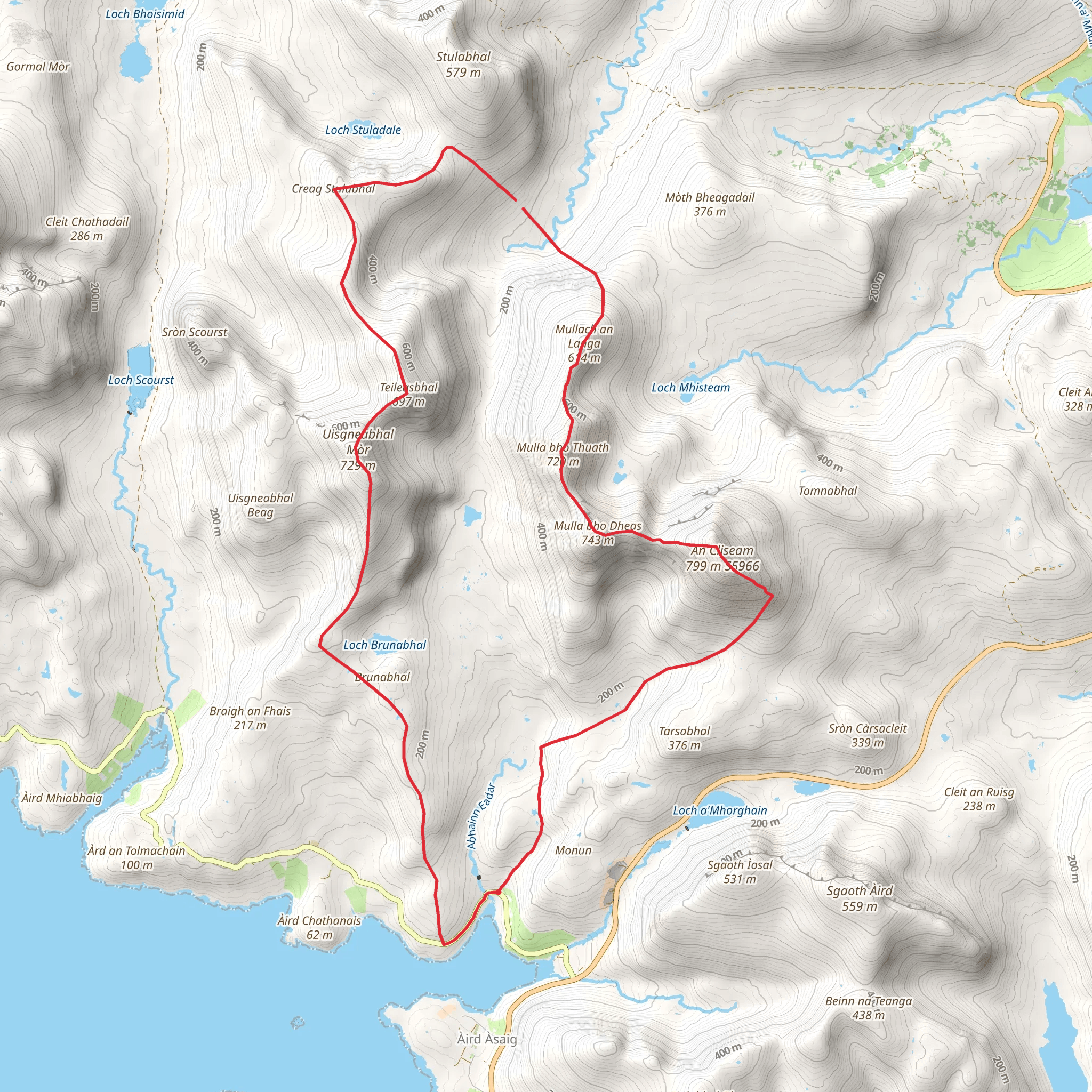 An Cliseam Range Loop from Loch Bun Abhainn-eadar mobile static map