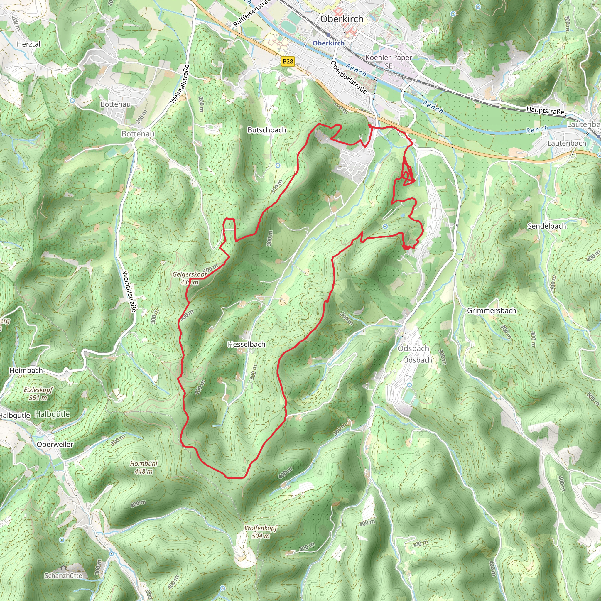 Geigerskopf via Heuberger Eck and Oberkircher Brennersteig mobile static map