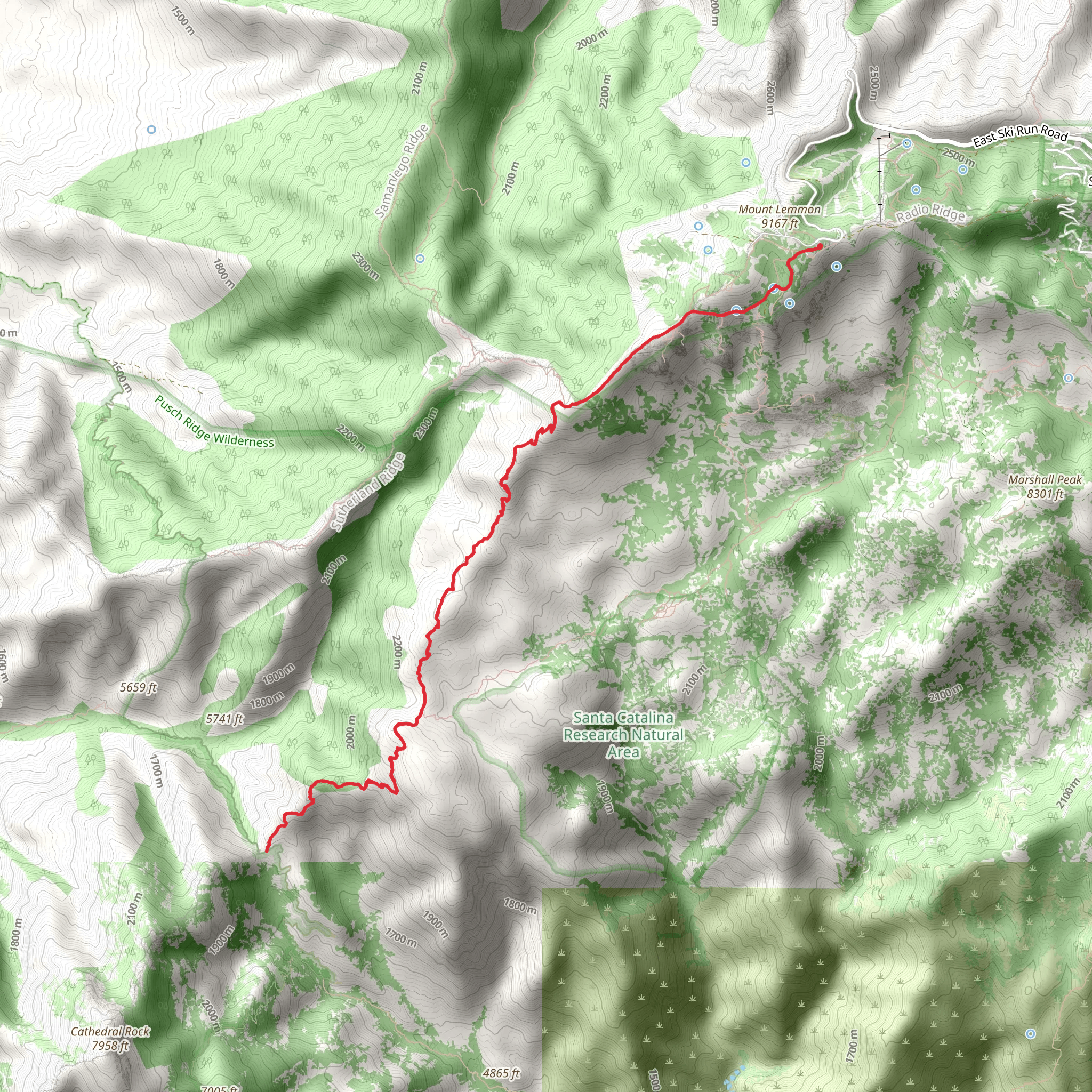 Mount Lemmon Trail mobile static map
