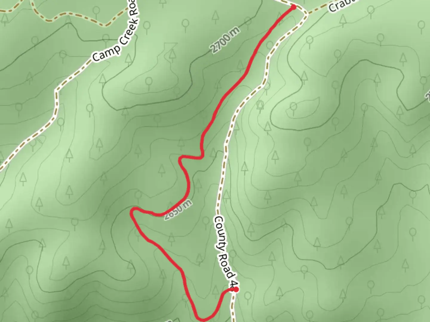 An image depicting the trail Camp Spur Trail and its surrounding area.