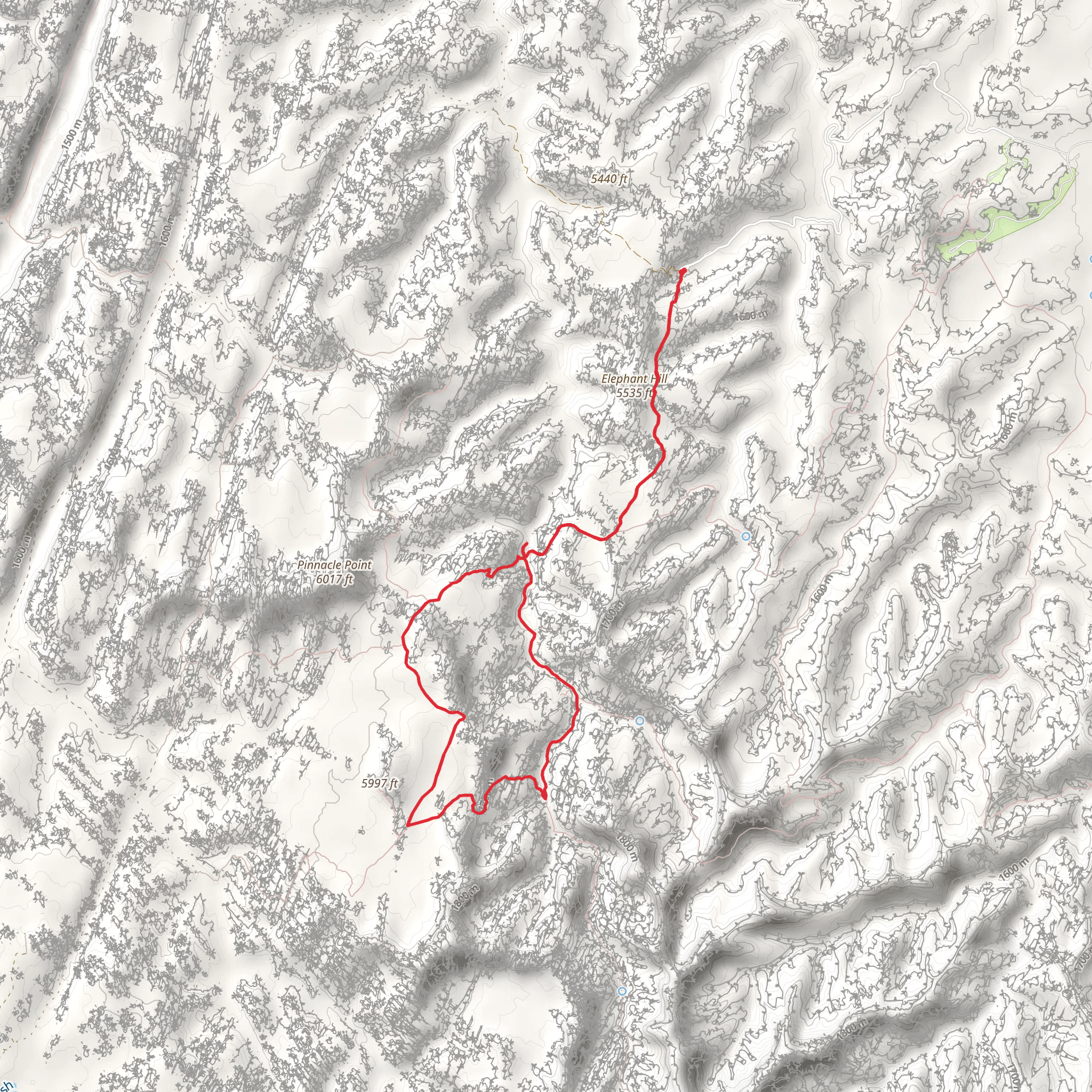 Elephant Hill Trail, Chesler Park Trail and Druid Arch Trail mobile static map
