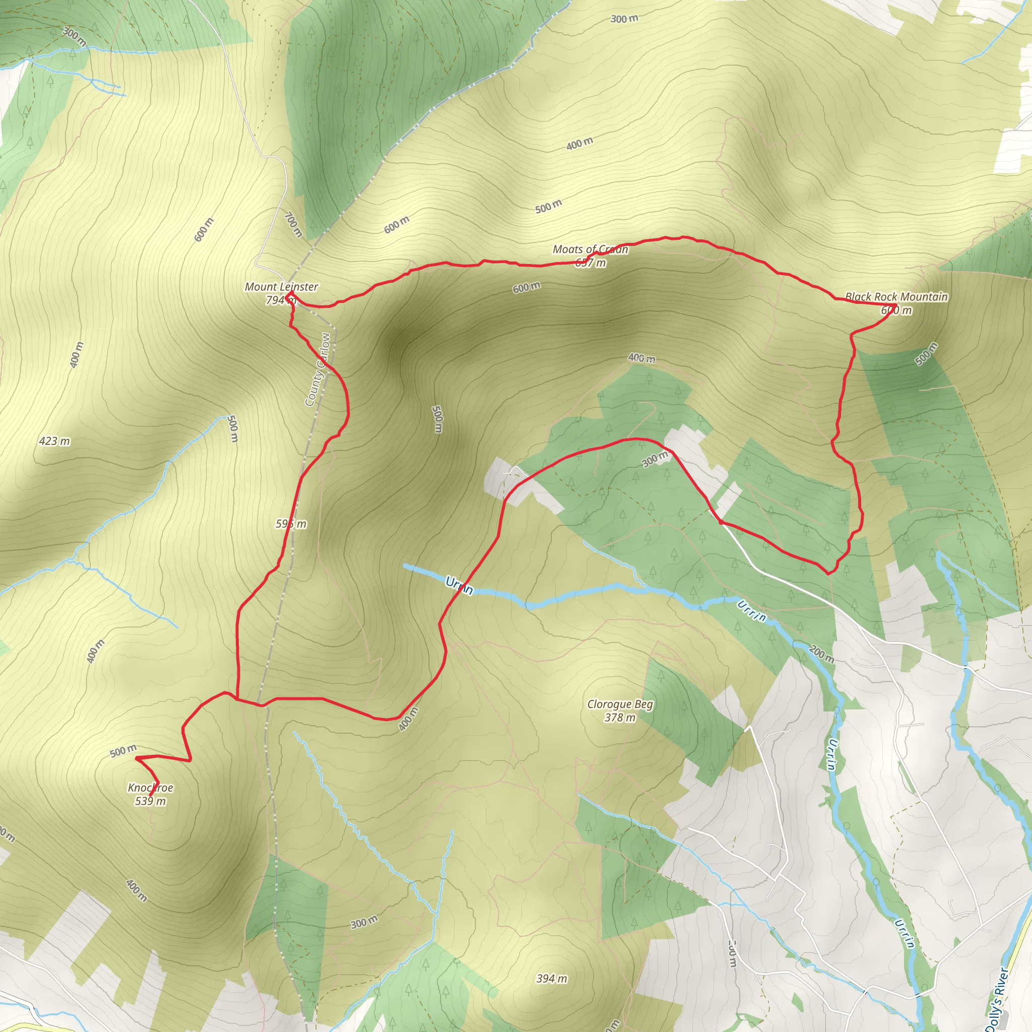 Black Rock, Mount Leinster and Knockroe Loop mobile static map