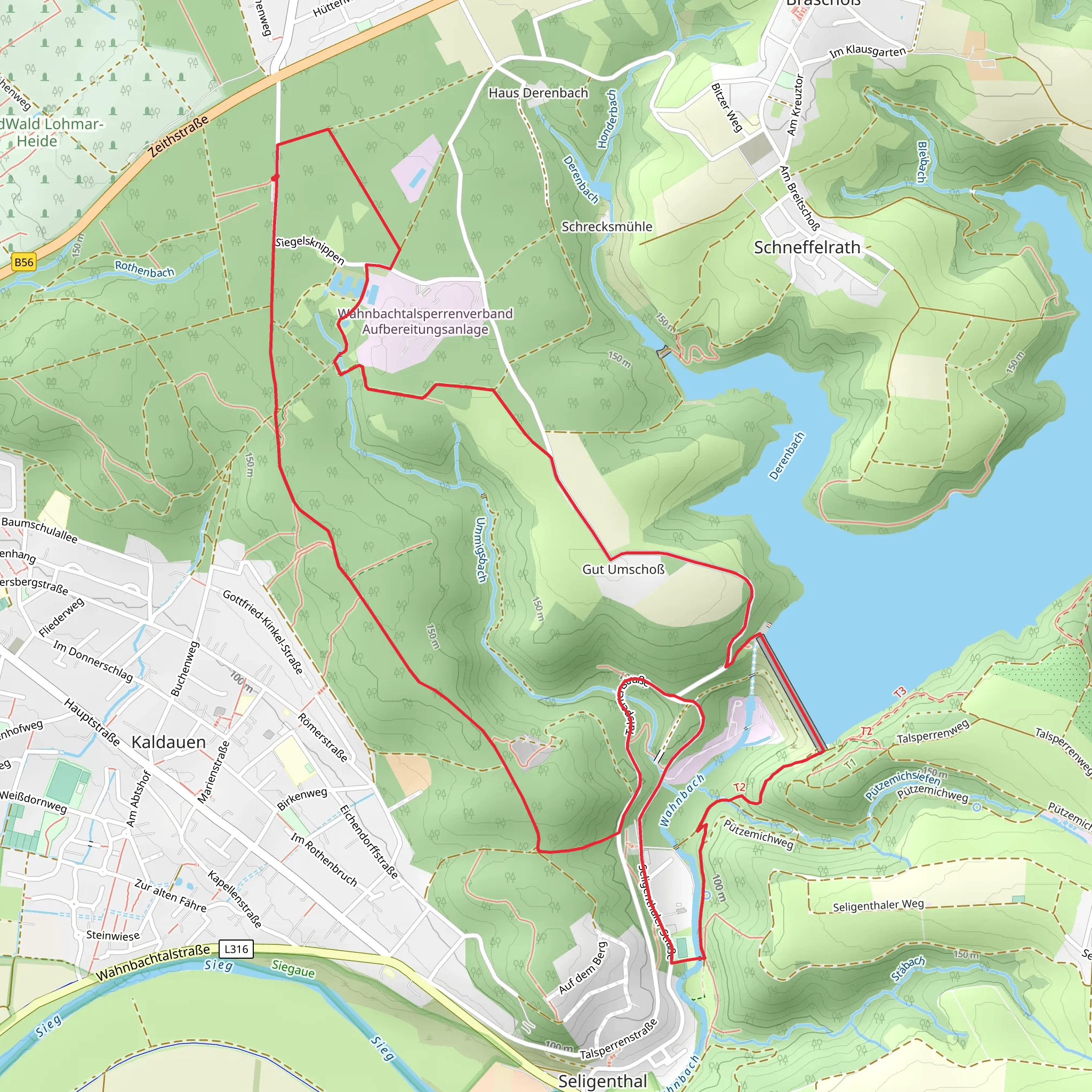 Wahnbach via Talsperrenweg Erlebnisweg Sieg mobile static map