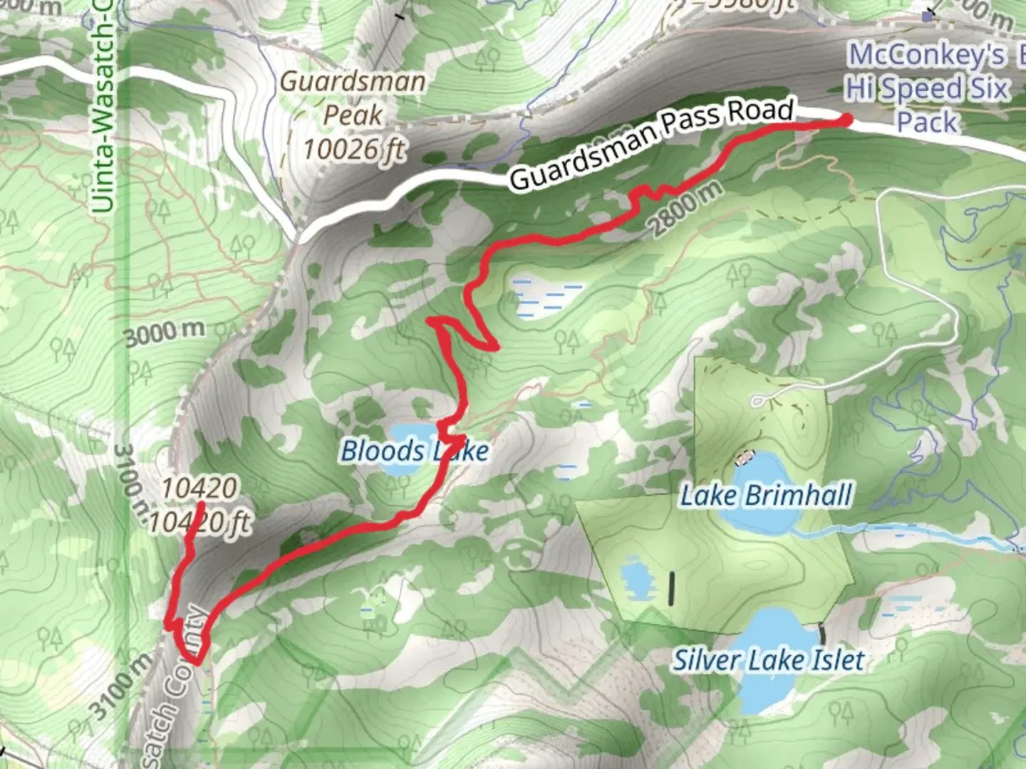 An image depicting the trail Bloods Lake Trail and Clayton Connect Trail and its surrounding area.
