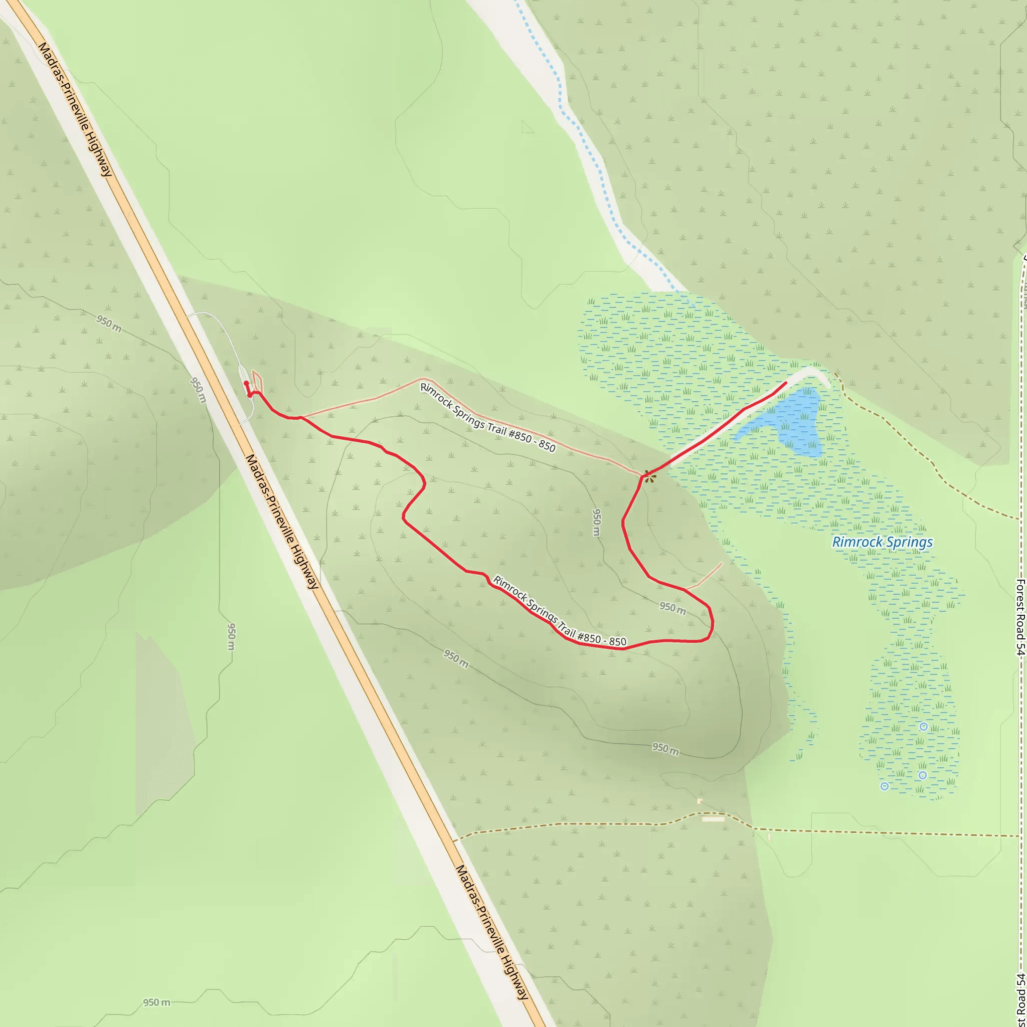 Rimrock Springs Trail from Madras-Prineville Highway mobile static map