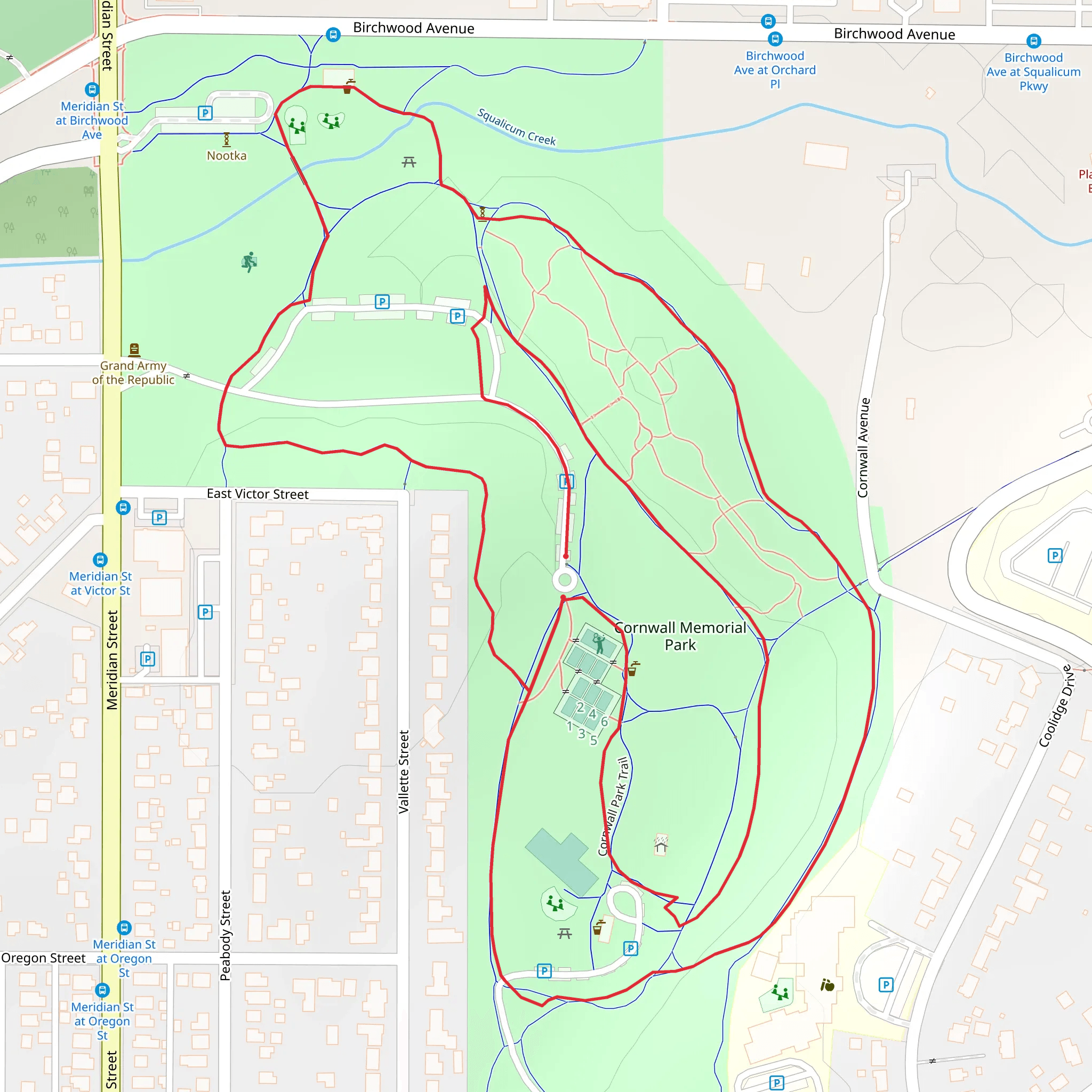 Cornwall Memorial Park Loop mobile static map